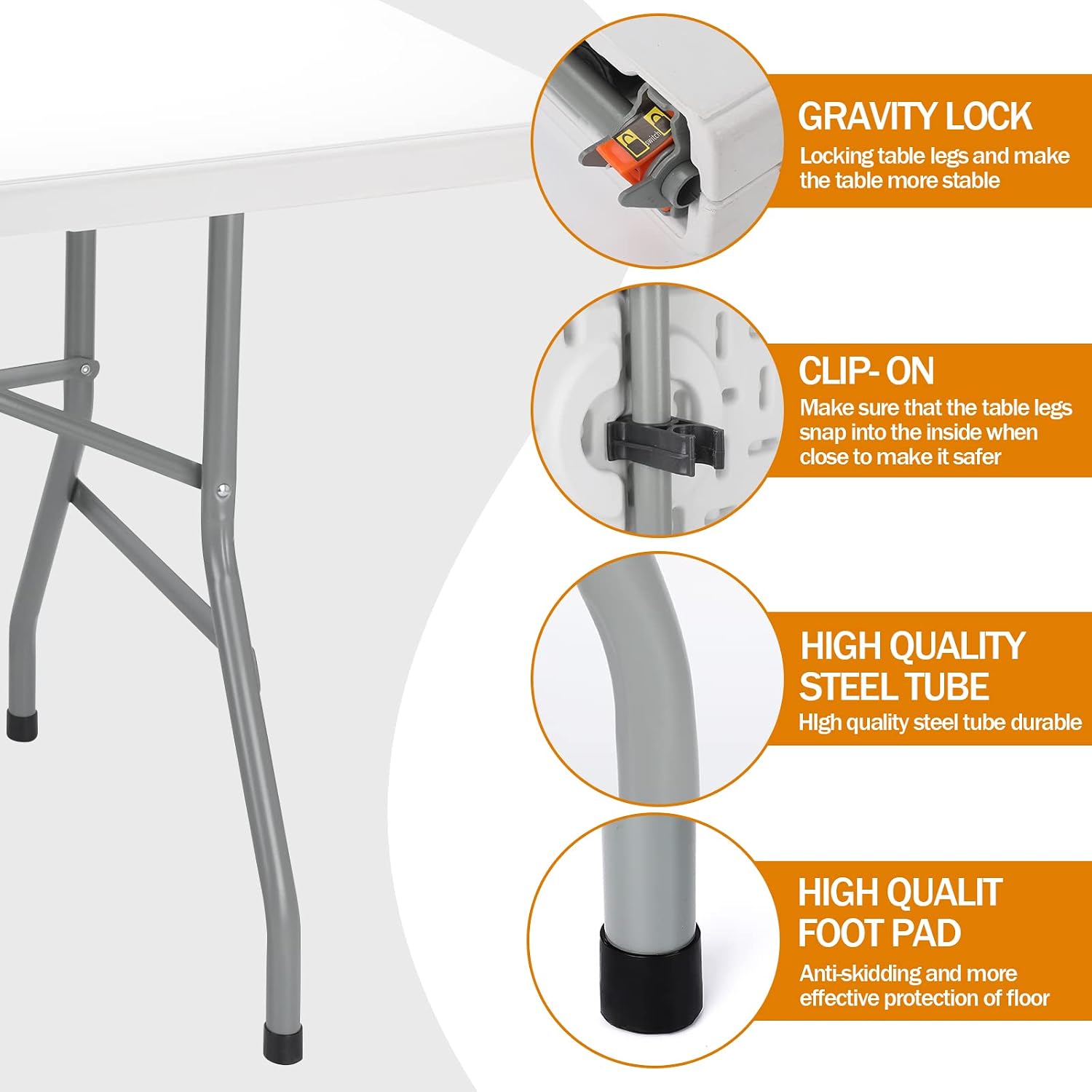 Detalle 2 de Lakhow Folding Table 6ft Portable Table