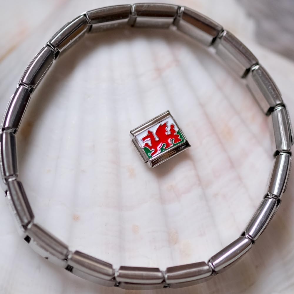 Detalle 2 de 2Burned Italian Charm Flag for 9 mm Bracelets in Stainless Steel