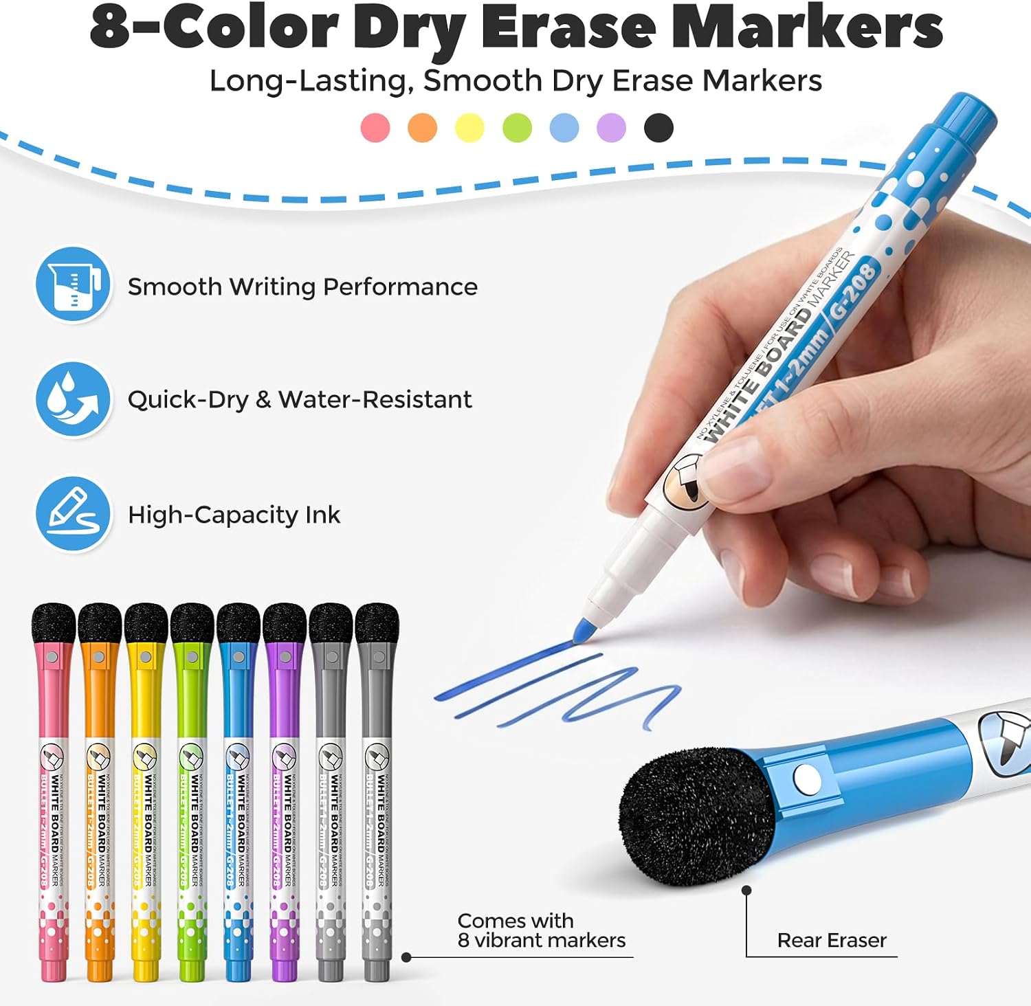 Detalle de Nicpro 2 Pack Mini Whiteboard A4 (22 x 30 cm): Double‑Sided Lapboards for Kids and Classrooms