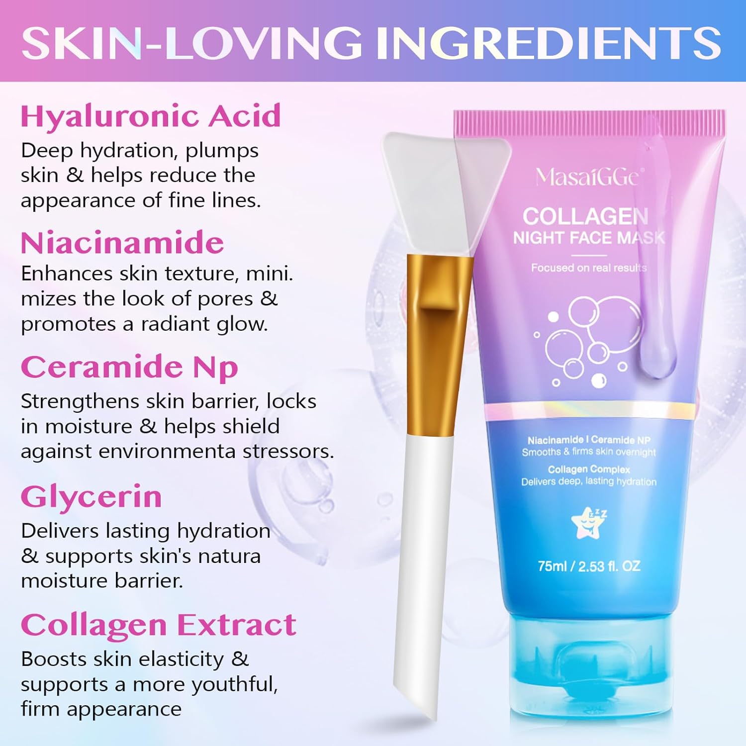 Detalle 2 de Collagen Night Wrapping Mask maschera notte al collagene 🌙
