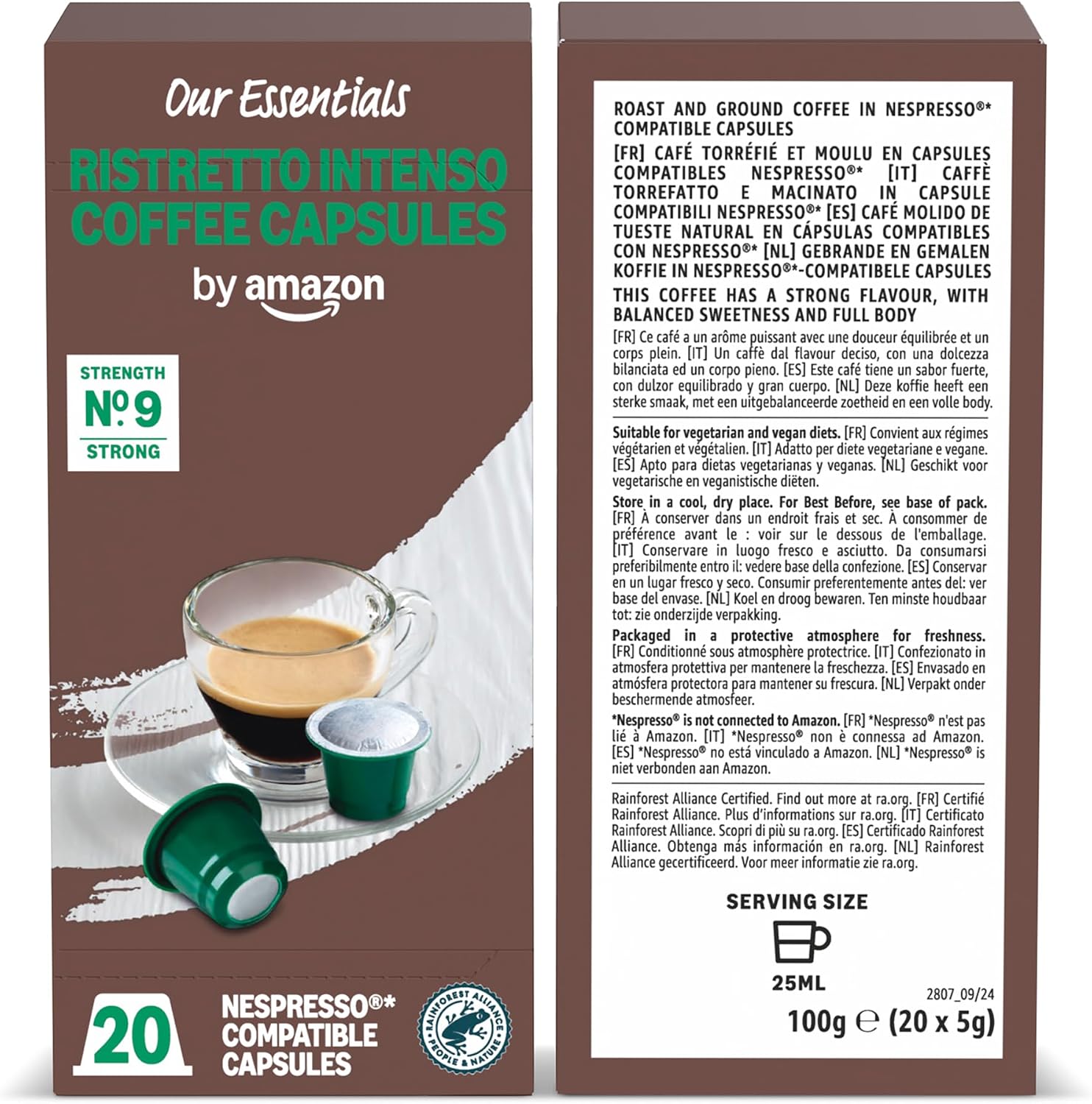 Detalle de By Amazon Capsule in Plastica di Caffè Compatibili Nespresso – Assortimento Tostatura Scura (80 capsule, Rainforest Alliance)