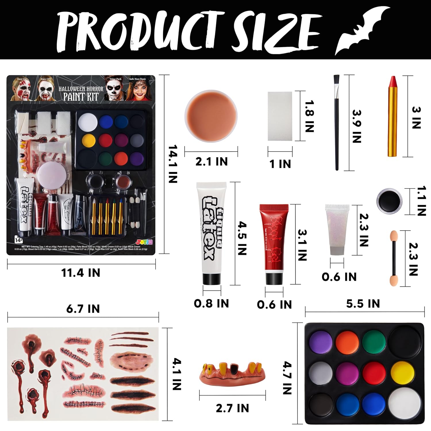 Detalle de JOYIN Halloween Makeup Set, 12-Color Face Paint, Crayons & Fake Blood