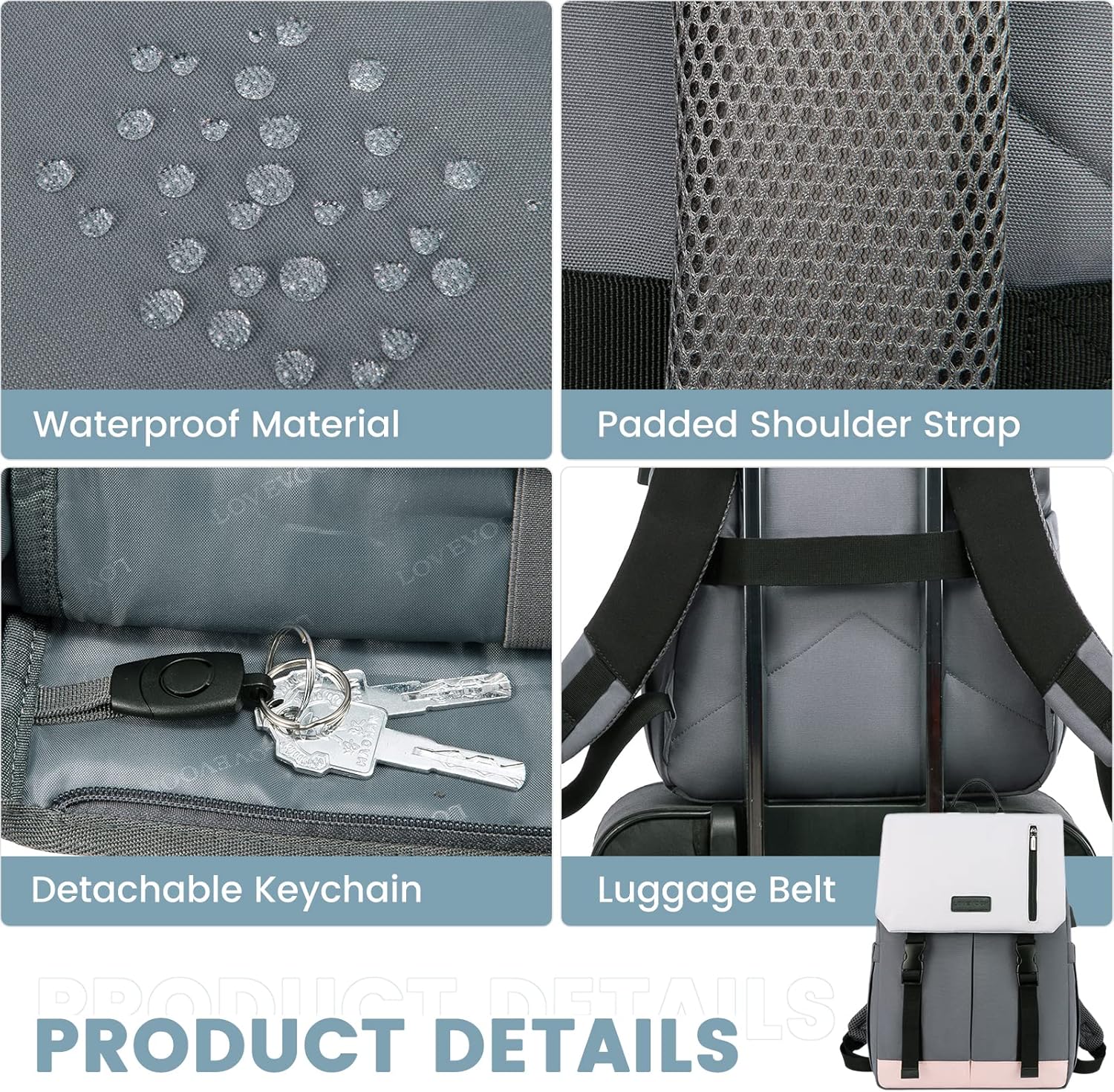 Detalle de LOVEVOOK Zaino Porta PC Donna 15.6" – Zaino Antifurto Impermeabile per Laptop e Viaggi