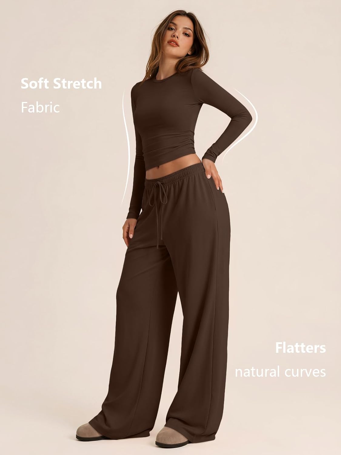 Detalle de Trendy Queen Women's 2 Piece Fall Lounge Set with Pockets – Cozy, Practical, All-Season Wear