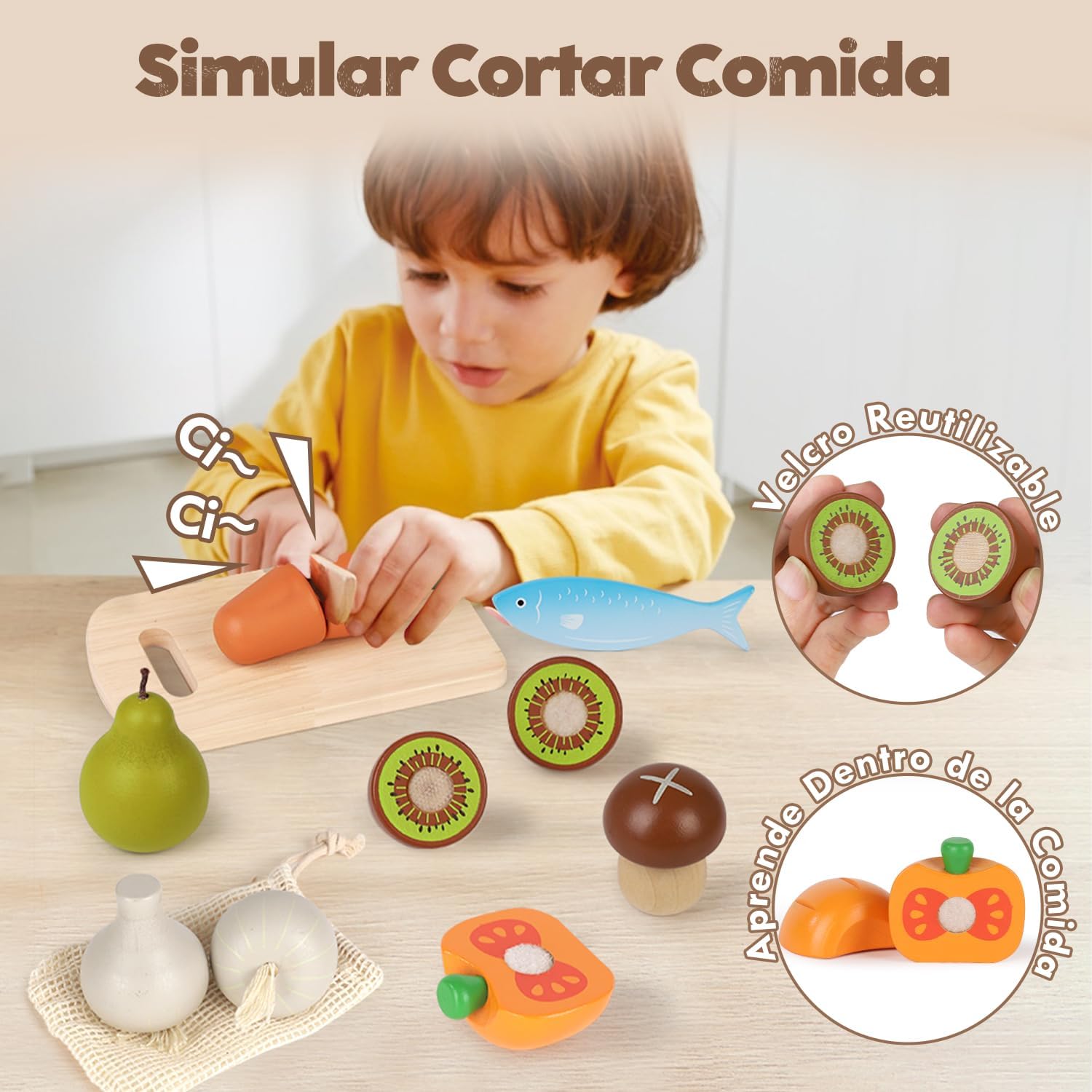 Detalle de Comida Madera Juguete Accesorios Cocina 20+ 🍎