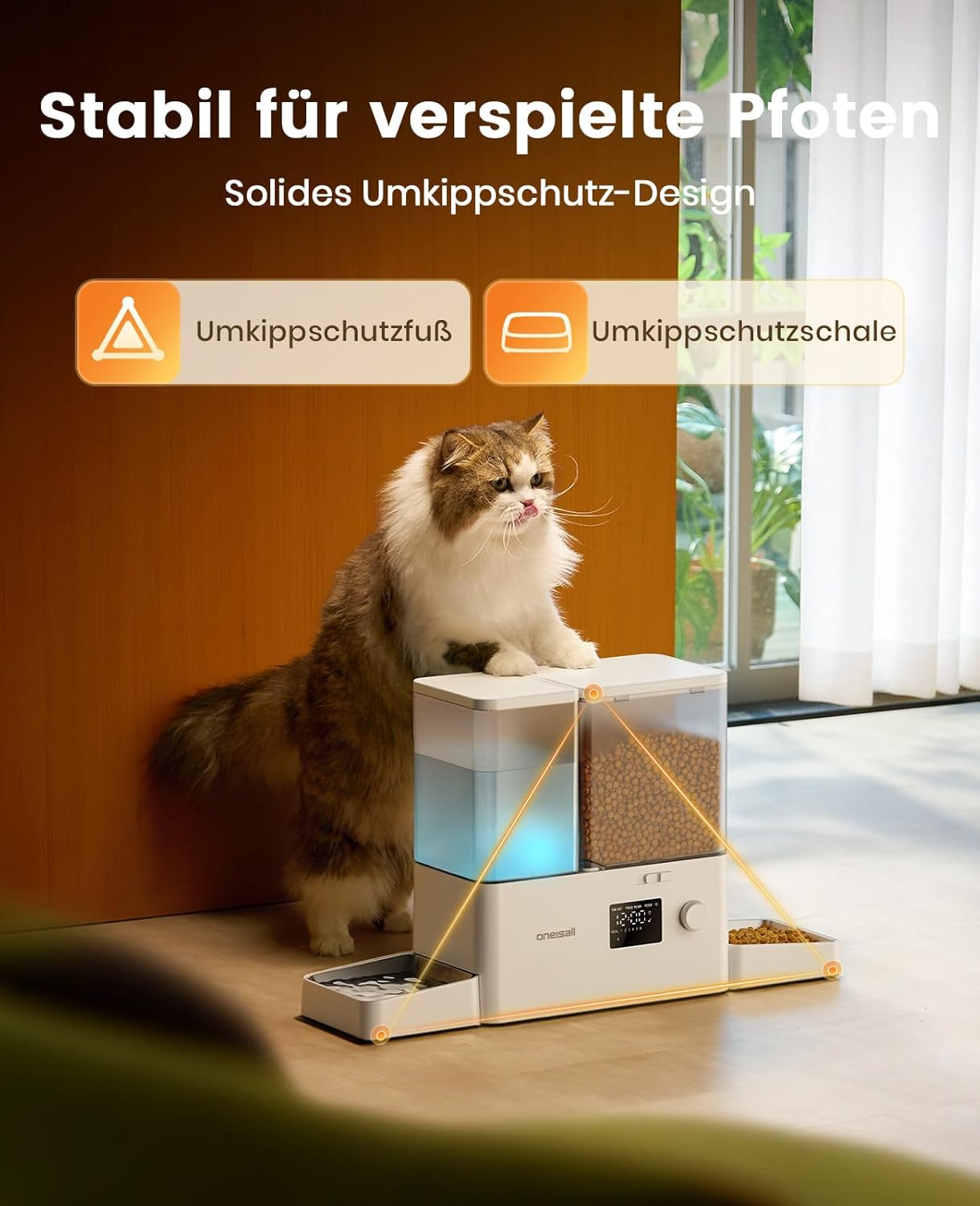 Thumbnail 6 de oneisall 2-in-1 Futterautomat & Trinkbrunnen für Katzen – 8,5 l (5 l Futter + 3,5 l Brunnen), bis 1–36 Portionen