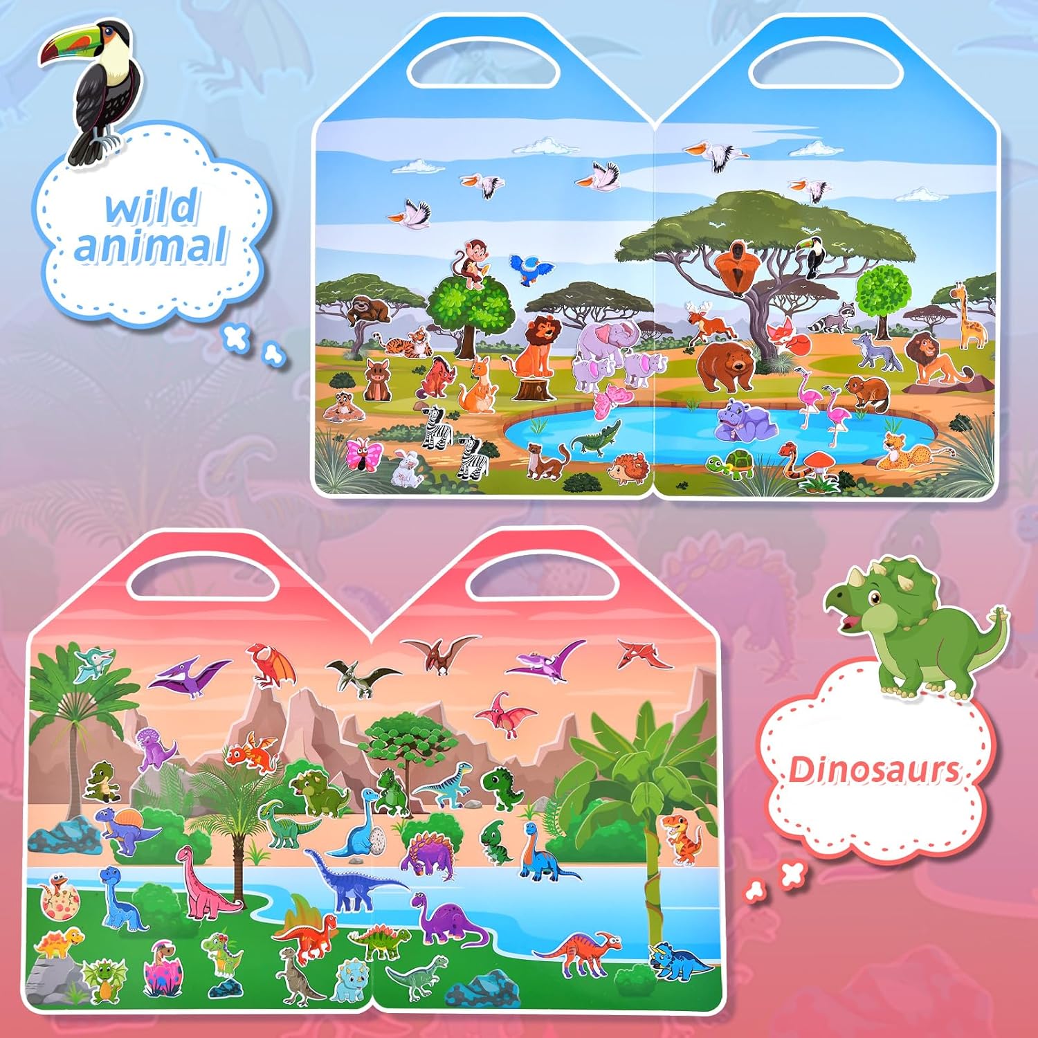Thumbnail 5 de Cosomia 6 Set Puffy Sticker Books Activity for Kids (260pcs): 3D Reusable Sticker Books for Travel and Play