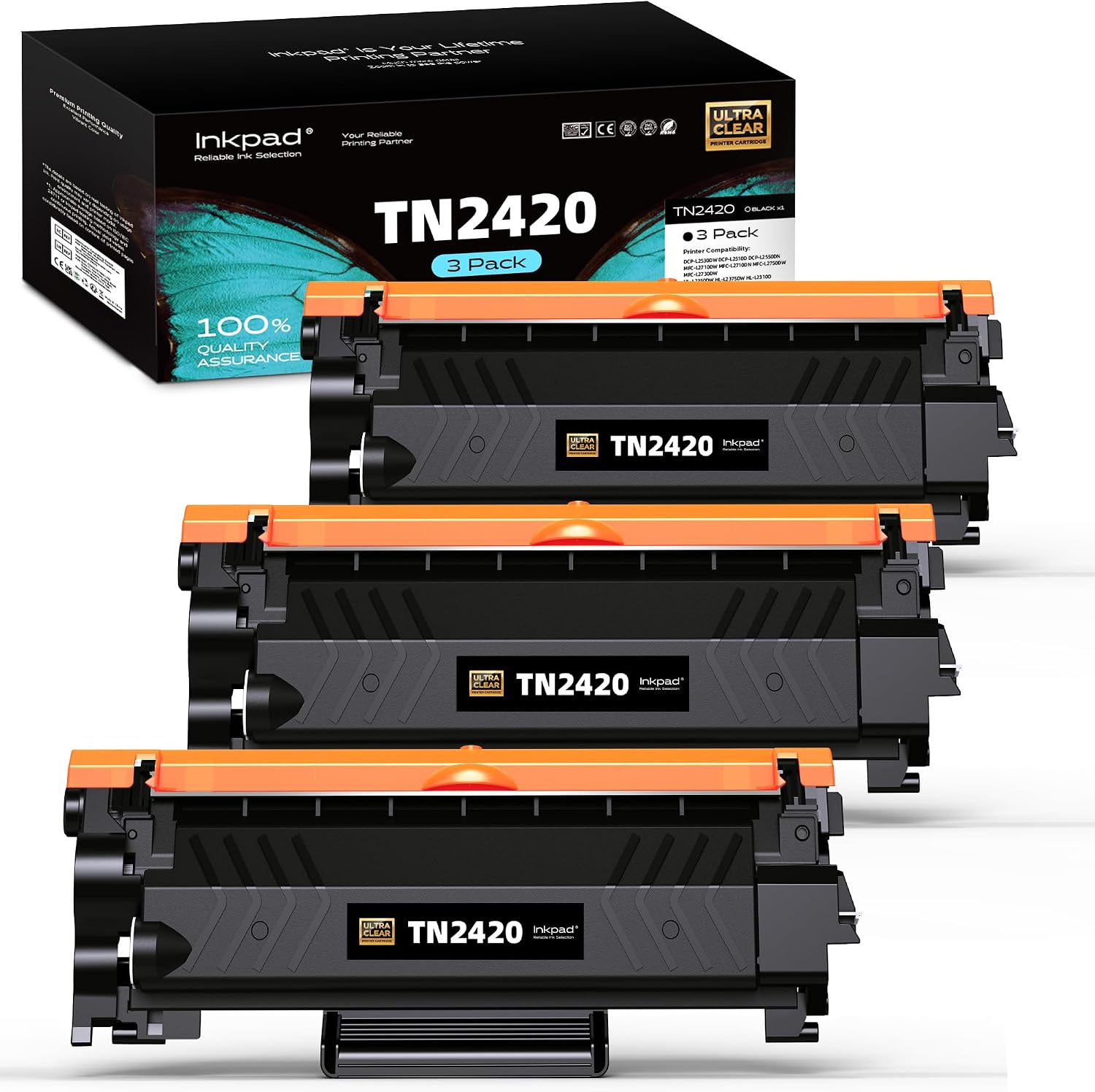Detalle de iNKPAD TN2420: Cartucce toner compatibili per Brother TN2420/TN2410 (3 nero) – prestazioni affidabili per L-series e DCP