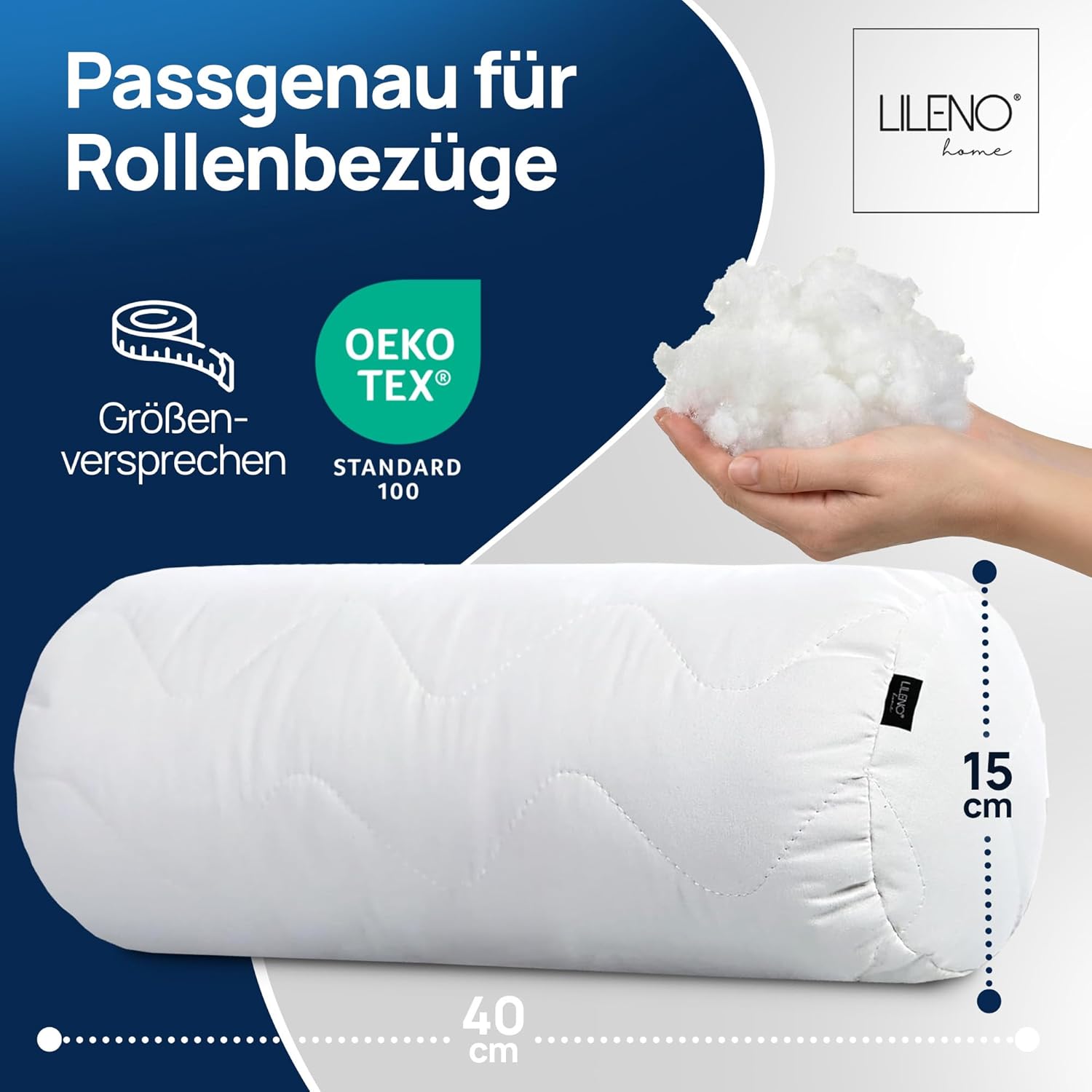 Thumbnail 1 de LILENO HOME Nackenrolle 15x40 (2er Set) – 95 °C waschbar, Oeko-Tex, Made in Germany