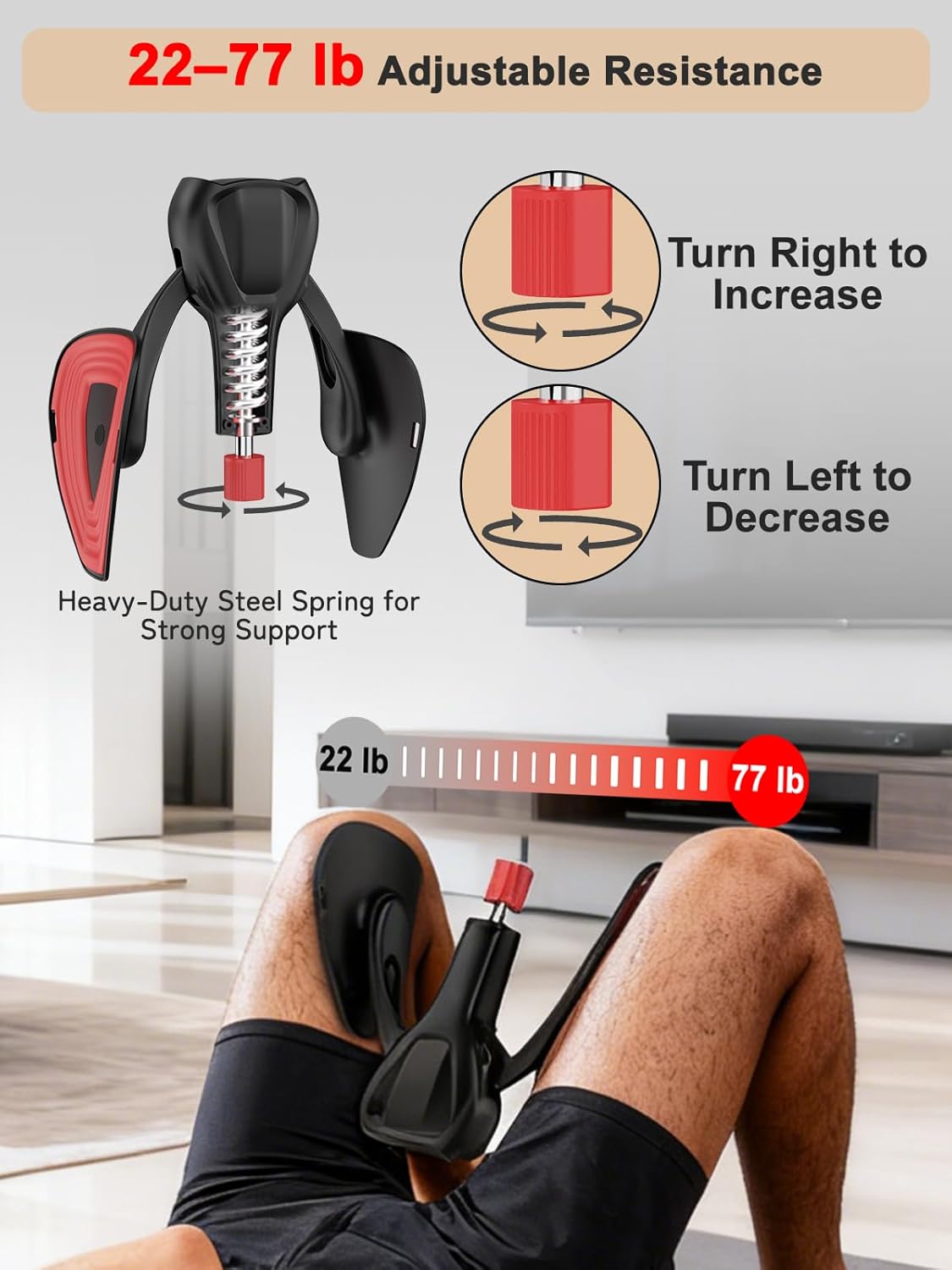 Detalle de Pelvic Floor Exercise Devices 77 lb Adjustable Kegel Inner Thigh Exerciser & Hip Trainer (with Band)