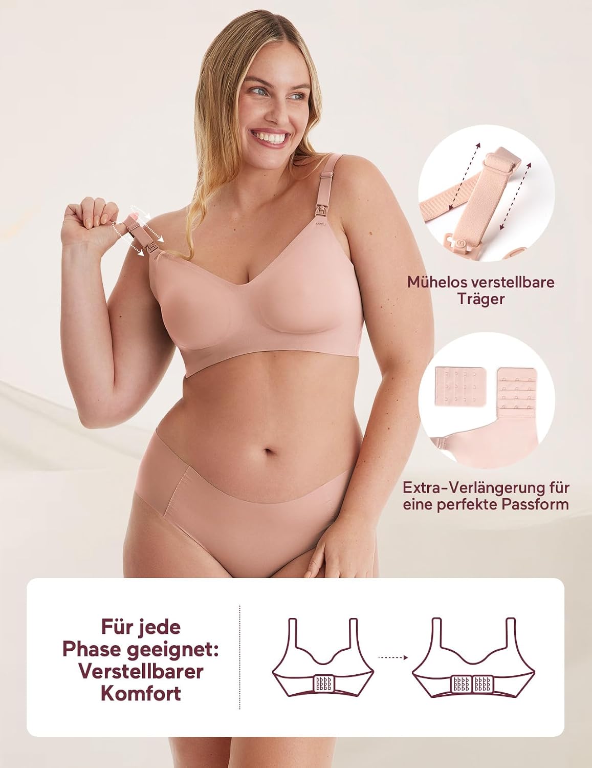 Detalle de Momcozy Still-BH ohne Bügel – nahtlos, gepolstert und alltagstauglich
