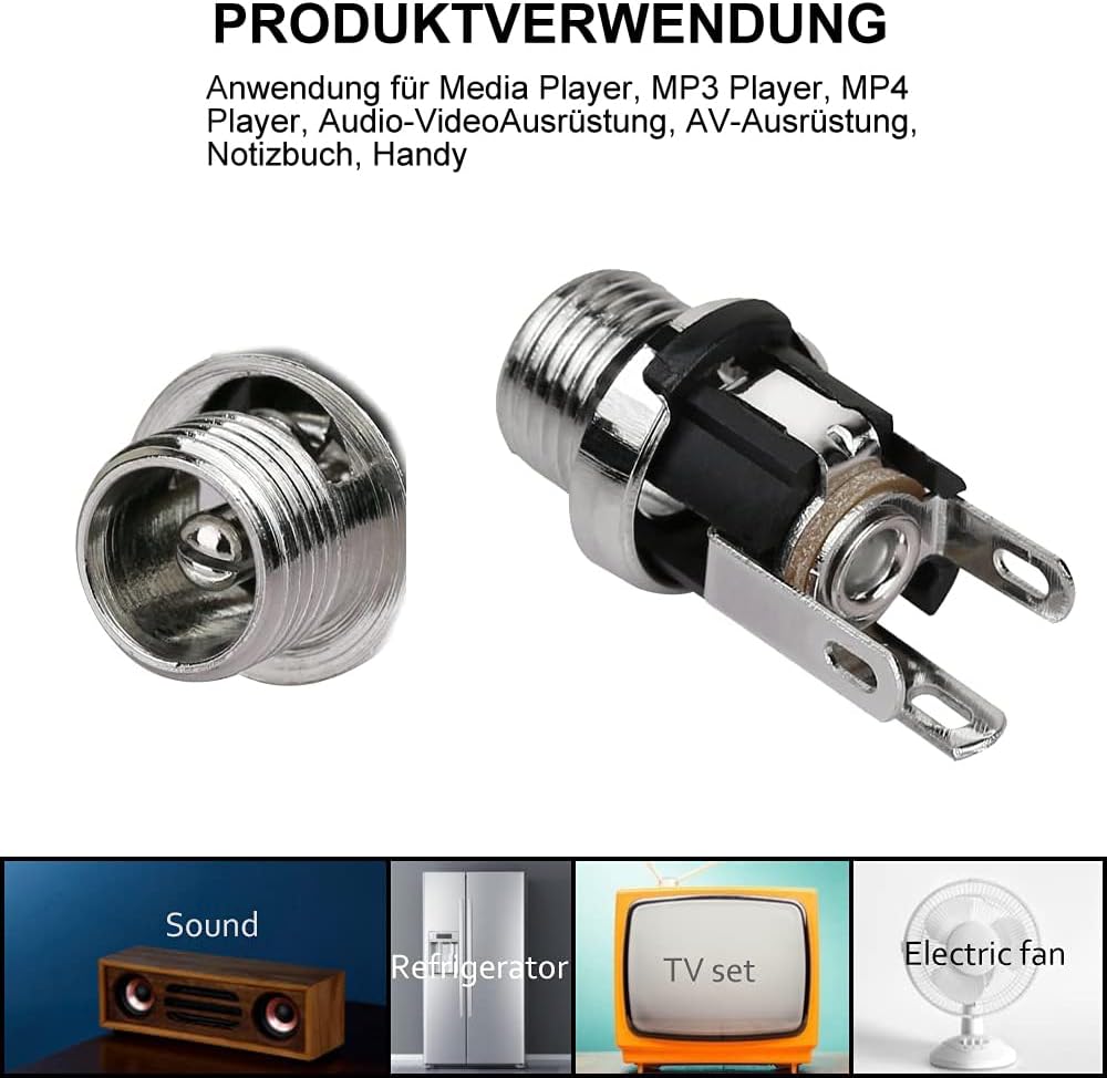 Detalle de CLDIY DC-025 2,5 mm Panelmontage DC-Steckdose – 20 Stück