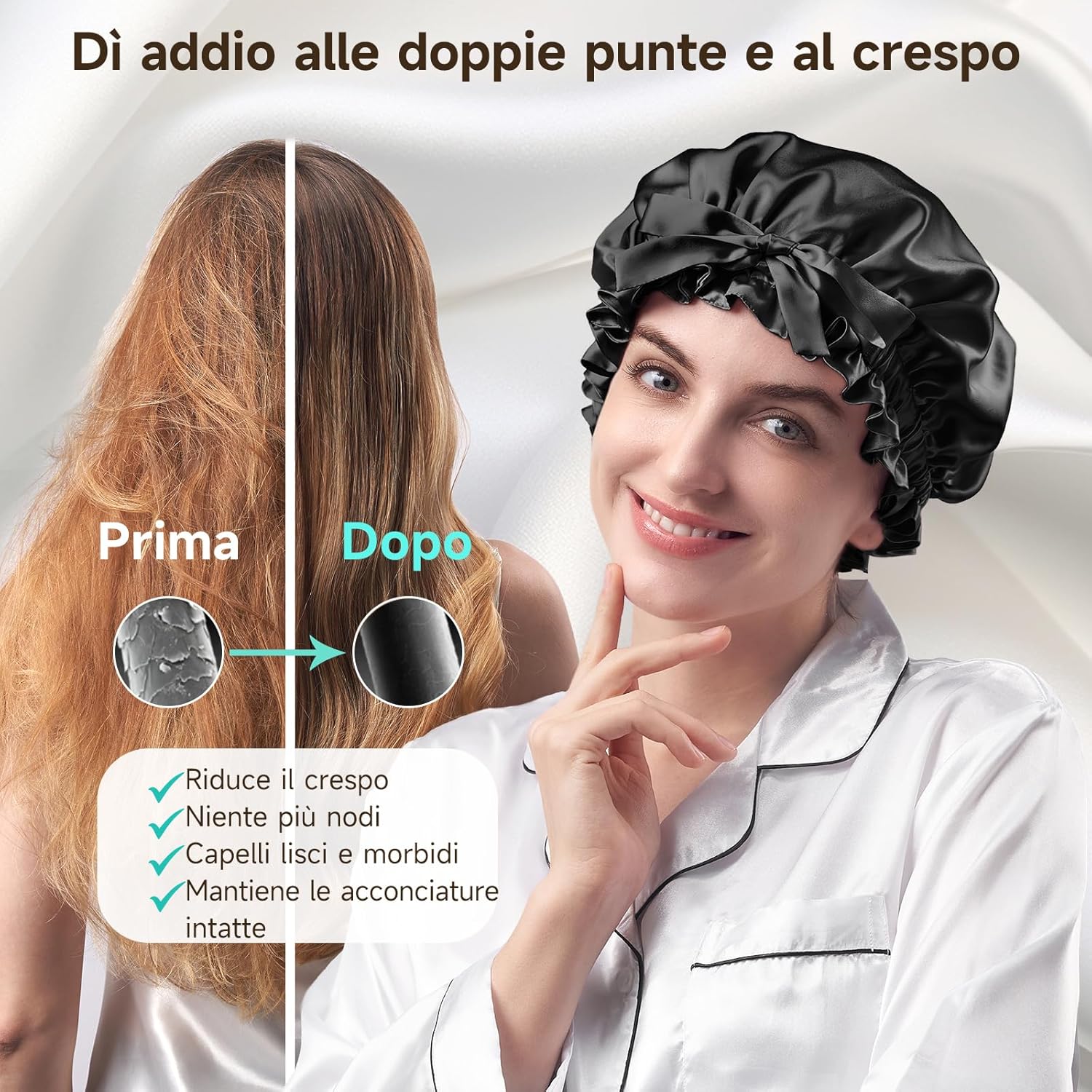 Detalle de Umisleep 22 Momme seta per capelli ricci