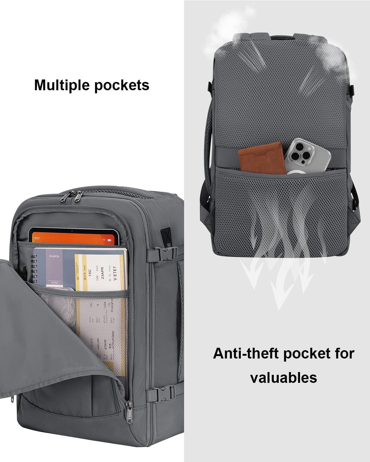 Thumbnail 4 de ECOHUB 17'' Travel Backpack: 25L Personal Item with USB Port, Flight Approved & Water Resistant