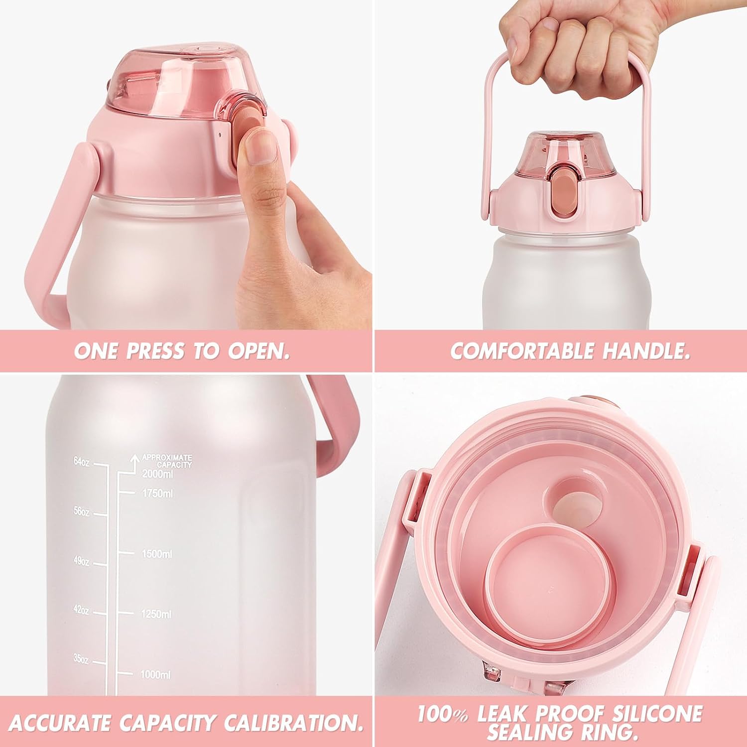 Detalle de GXCROR 2L Leakproof Water Bottle with Straw – BPA Free, Anti-Rupture