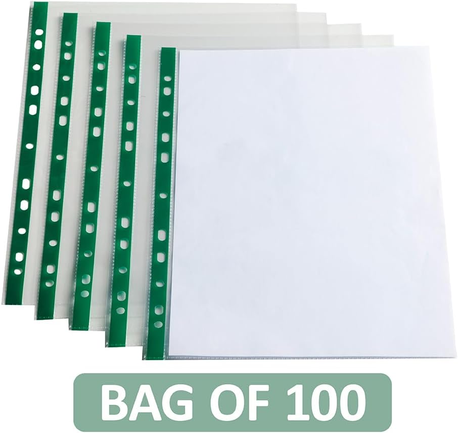 Thumbnail 1 de Summit A4 Glass Clear Punched Pockets – Pack of 100 for UK Ring Binders & Lever Arch Files