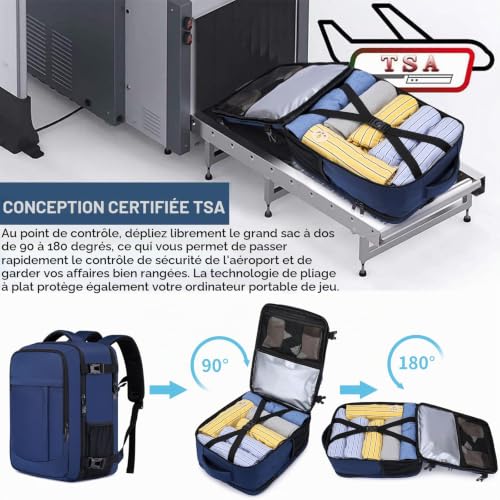Detalle de LIGSAN Bagage Cabine 40x30x20: Sac à Dos Cabine 24L pour ordinateur 15,6 pouces, antidéflagrant et organisé