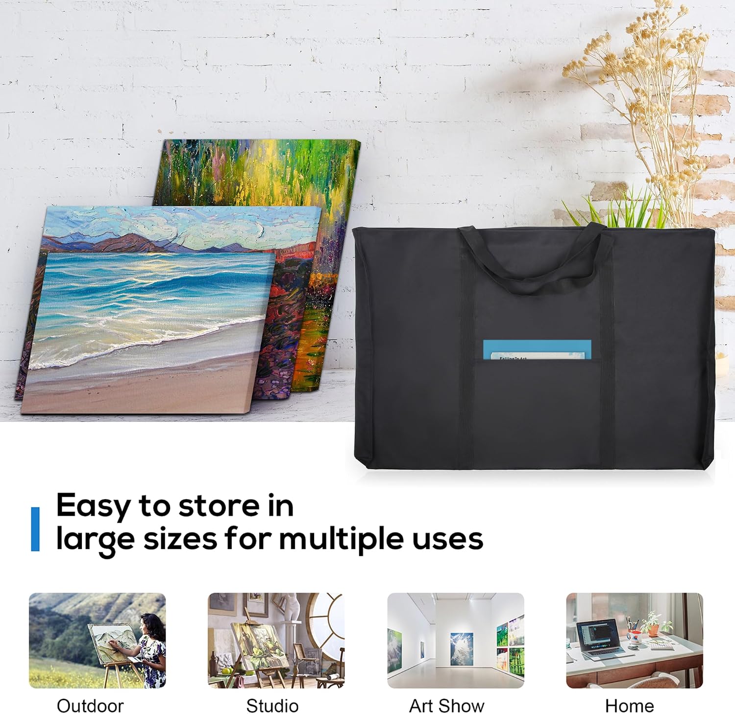 Thumbnail 4 de JJRING CT0066 Art Portfolio Tote Bag, 25 x 37-Inch, Black Polyester