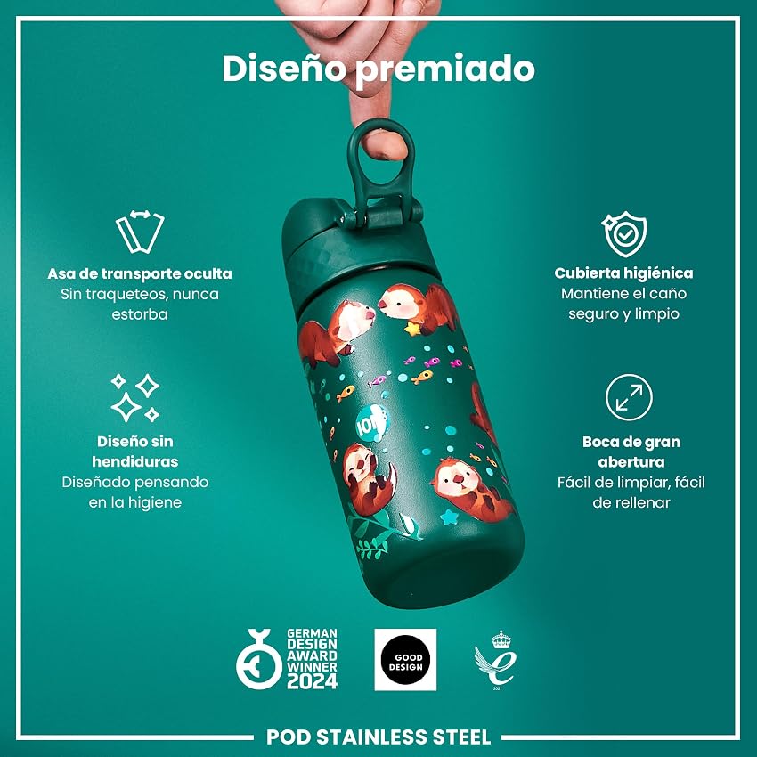 Thumbnail 5 de ION8 Botella de Agua Inox para Niños 400ml 🐾 Sin Aislamiento