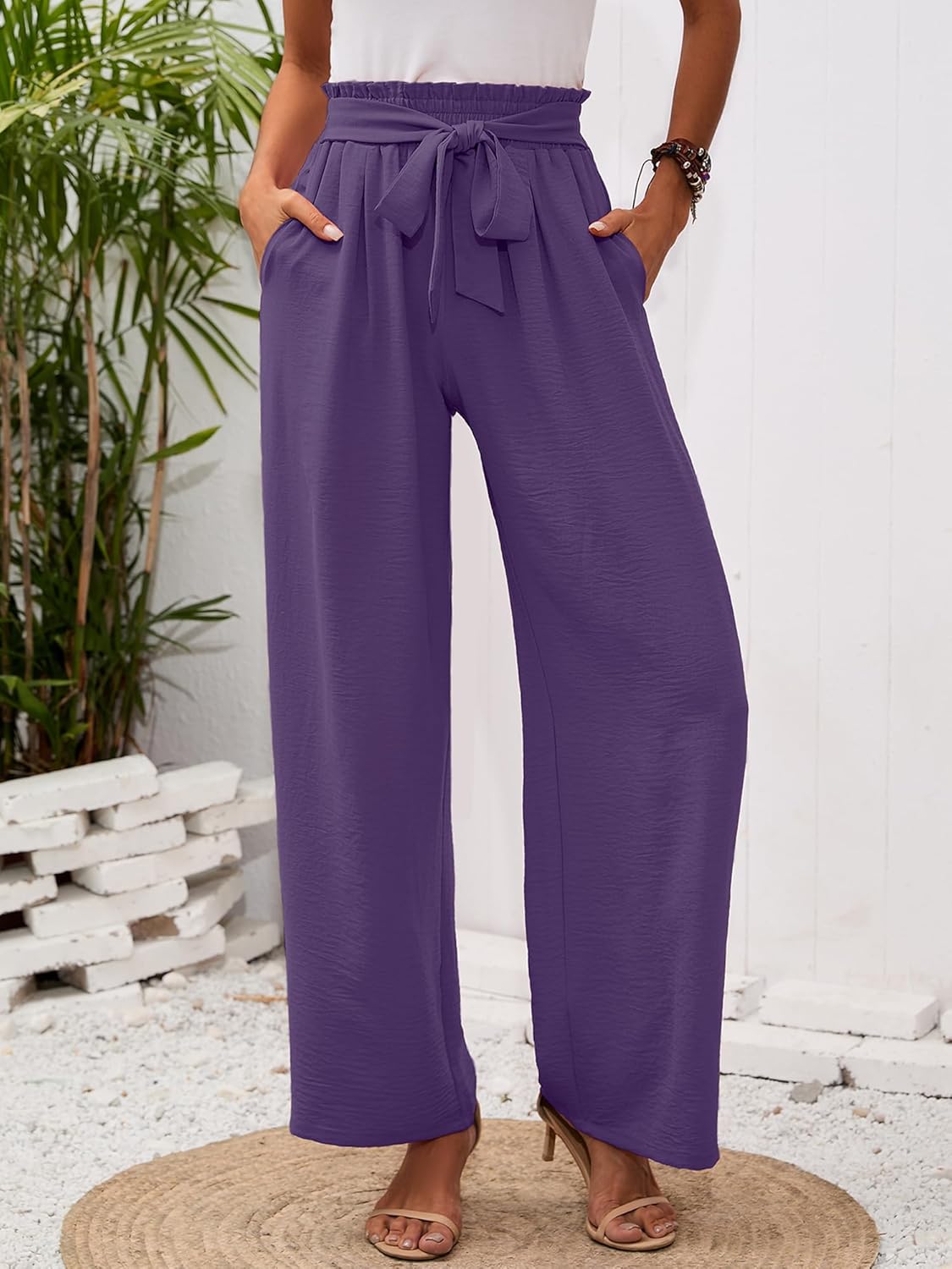 Thumbnail 1 de Heymoments Women's Wide Leg Lounge Pants with Pockets – Lightweight, High Waisted, Tie Knot Essentials