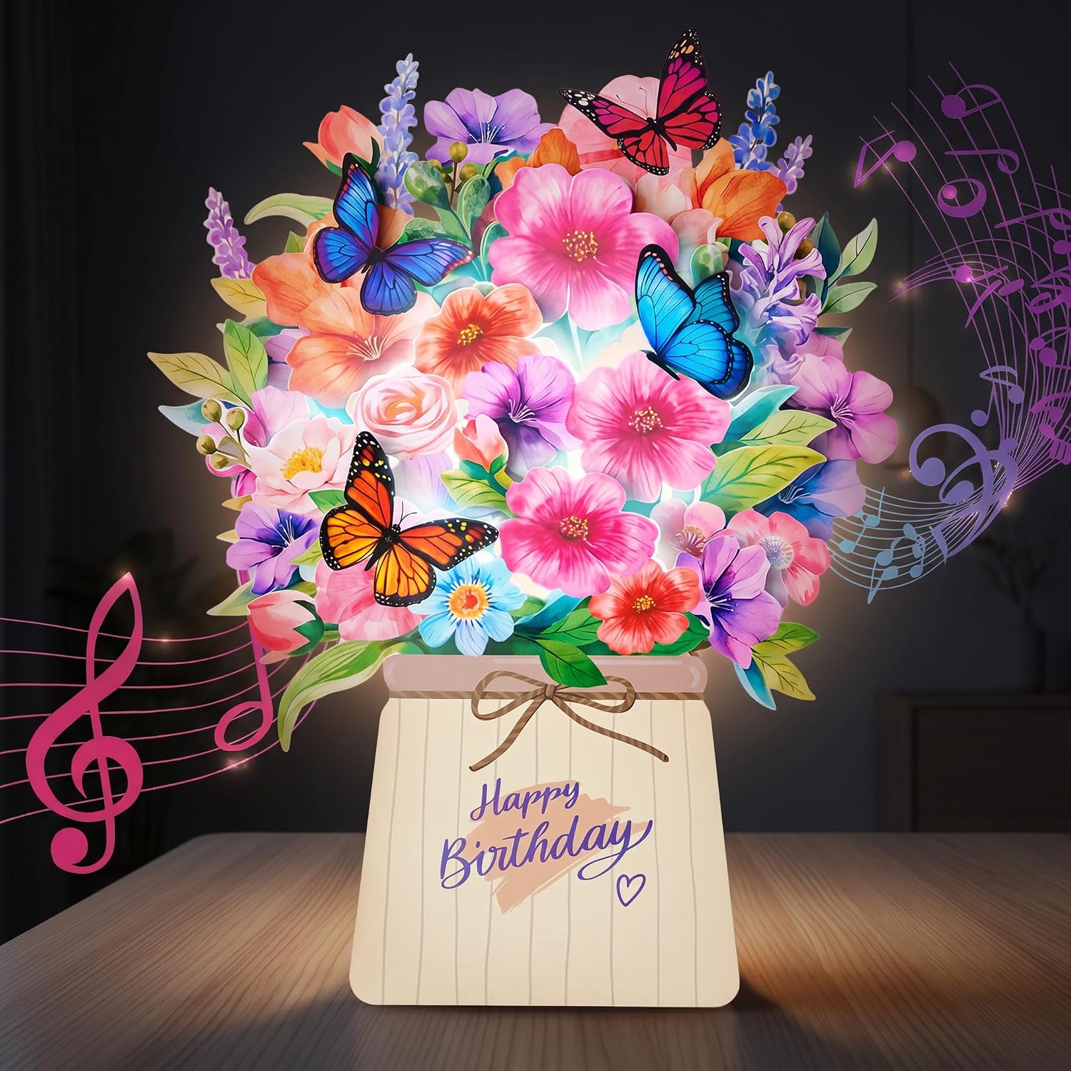 Airpark Birthday Cards for Women: Light, Music, and a 3D Pop-Up Forever Bouquet