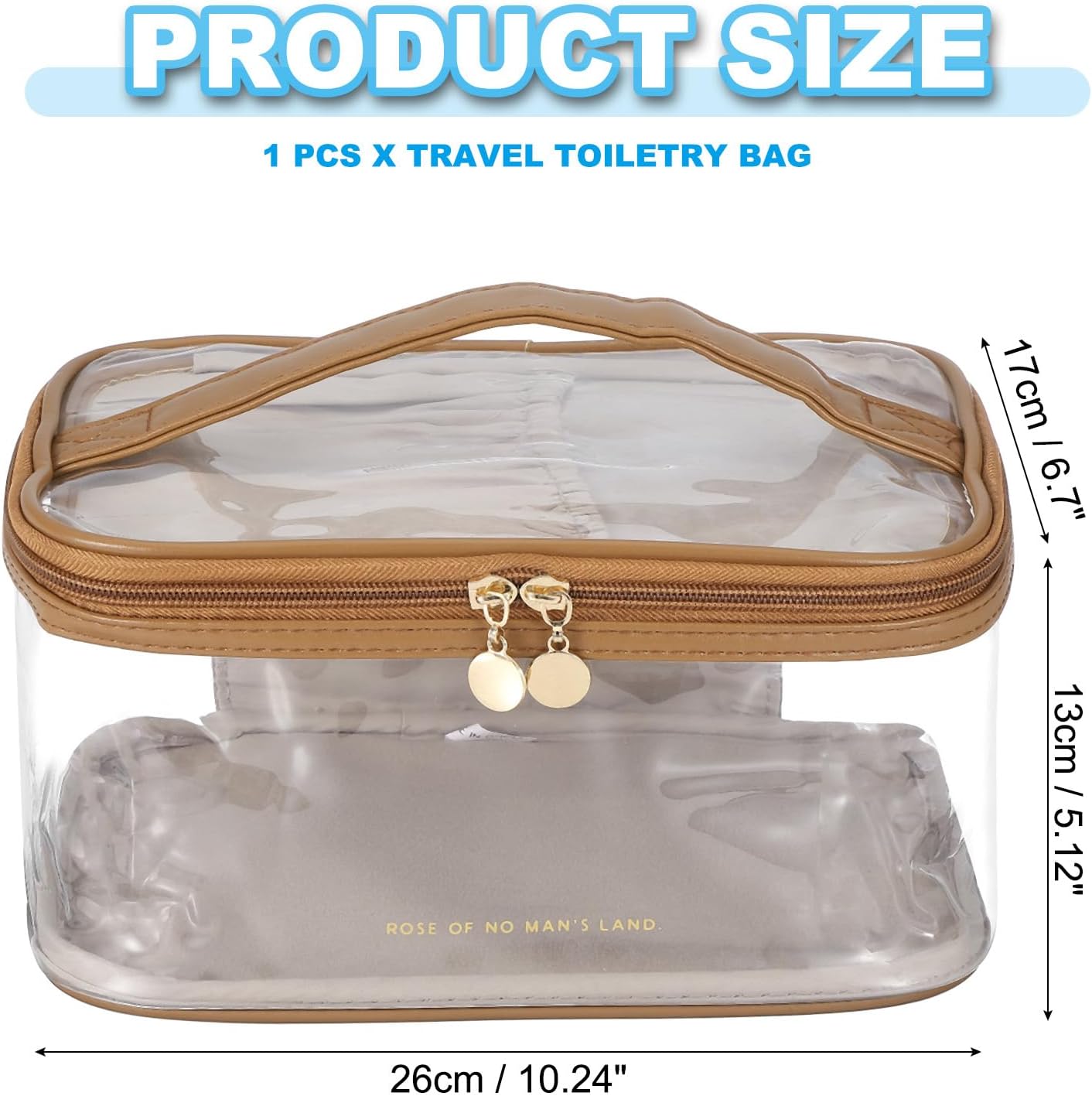 Thumbnail 1 de PATIKIL Clear Toiletry Bag (Waterproof) – Brown PU & transparent PVC travel makeup organiser
