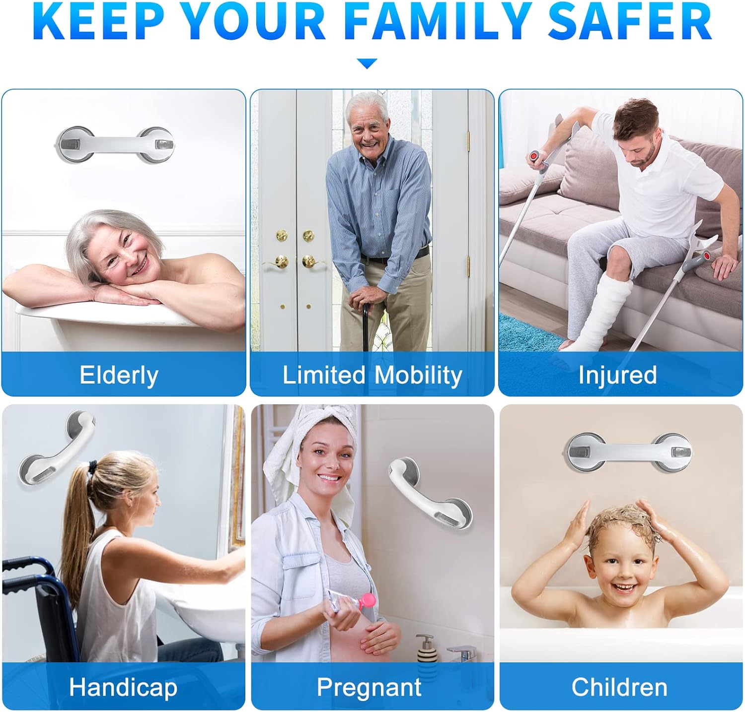 Thumbnail 1 de Shower grab rails 12 inch suction bar set