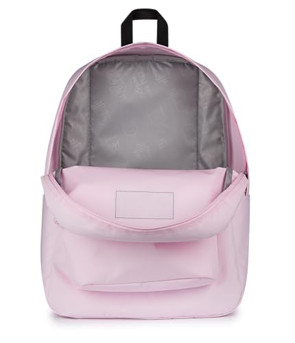 Detalle de JanSport SuperBreak One Backpack (Pink Ice) — Durable, Lightweight Daypack with Organized Front Pocket