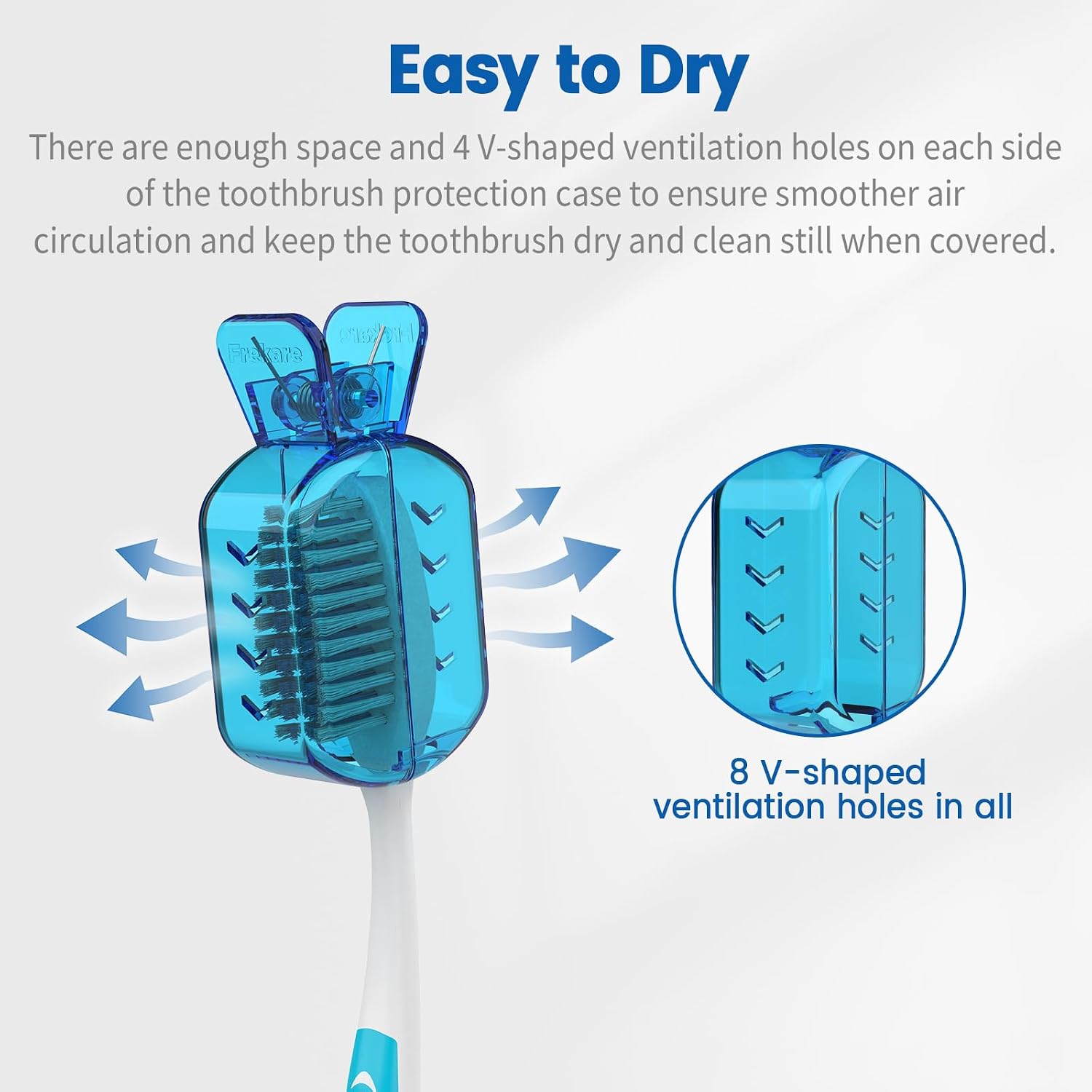 Detalle 2 de Frekare Toothbrush Covers Caps - Clip-On Protector for Travel and Home (6 Pack, Transparent)