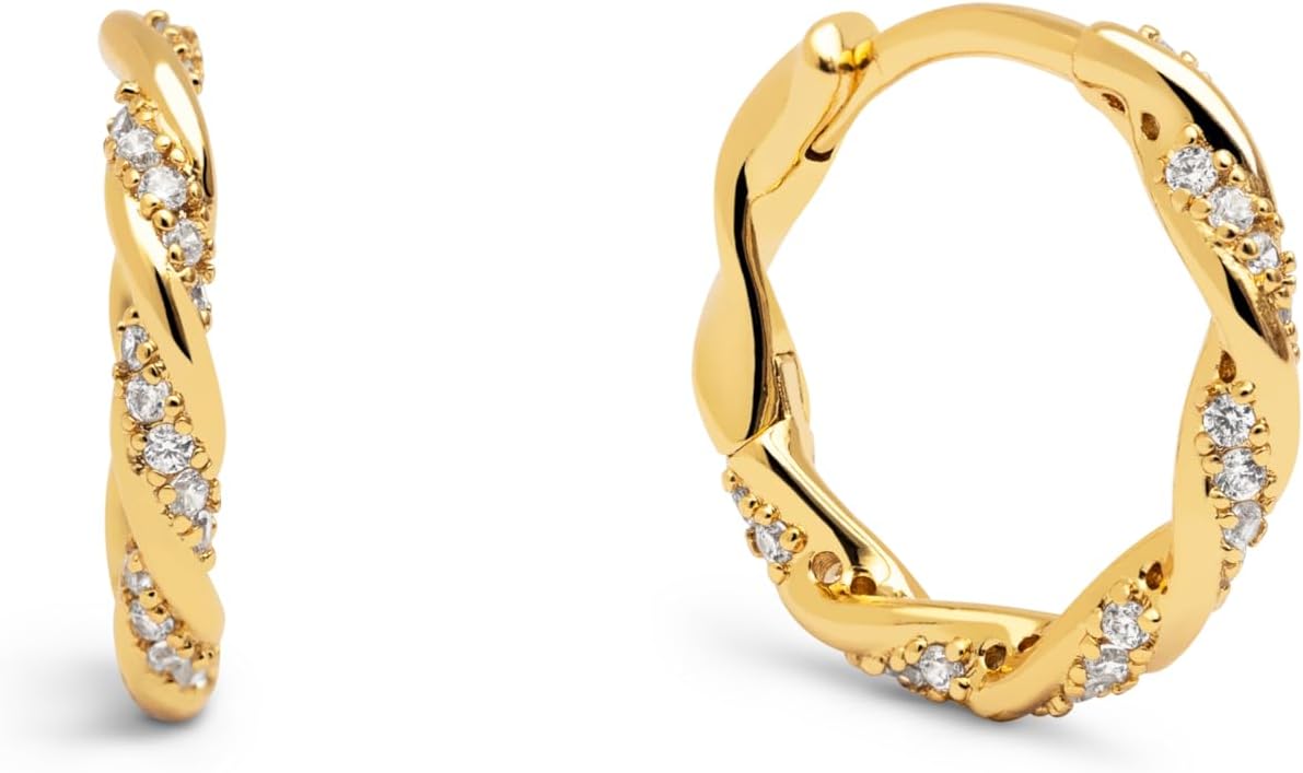SINGULARU Orecchini Cerchio Naval in Ottone placcato Oro 18Kt con Zirconi