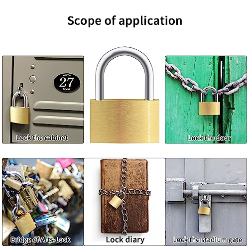 Detalle de Cieex Lot de 4 Cadenas Clé en Laiton – Petit format pour casiers et bagages