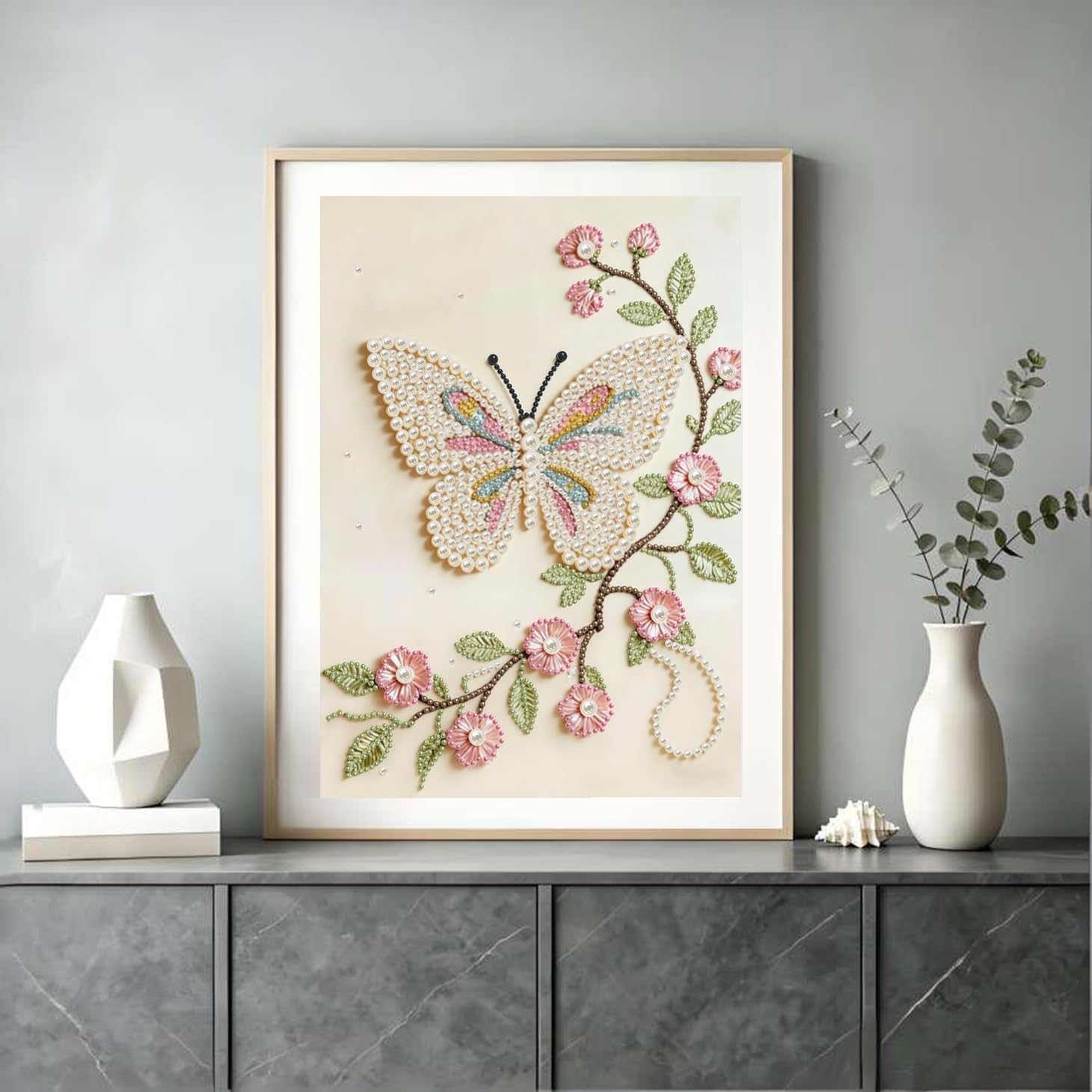 Detalle 2 de DIYBEADDOT Butterfly Pearl Diamond Painting Kit, 12 x 16-Inch Special-Shape Art