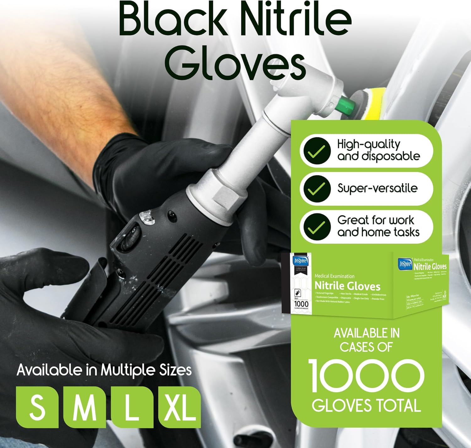 Detalle 2 de Inspire Black Nitrile Gloves 4.5 mil
