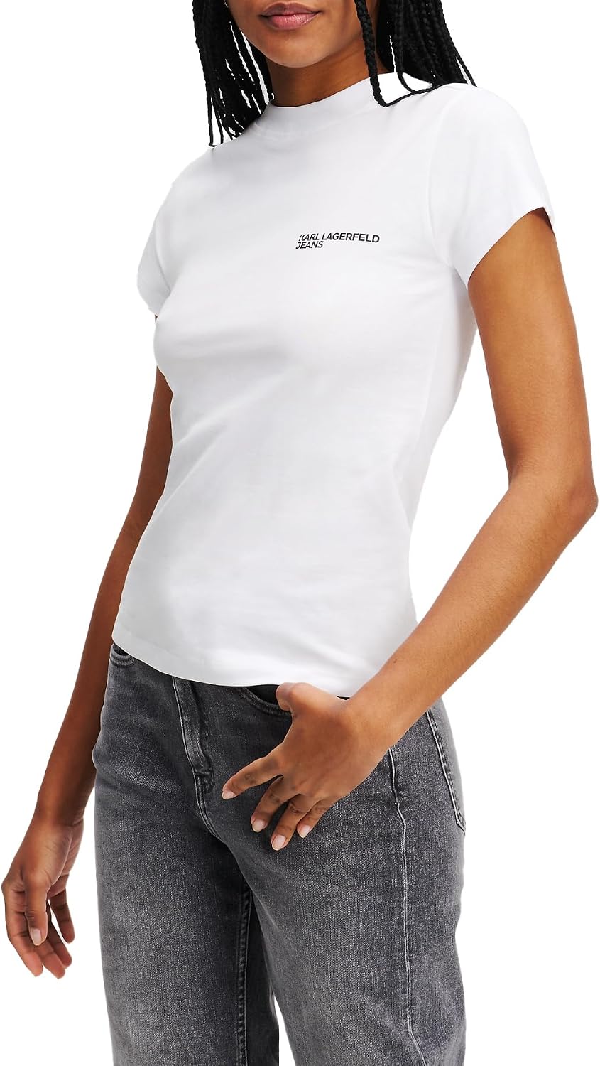 Detalle 2 de Karl Lagerfeld Jeans Femme Slim Short Sleeve T-Shirt – coupe ajustée et logo sur la poitrine