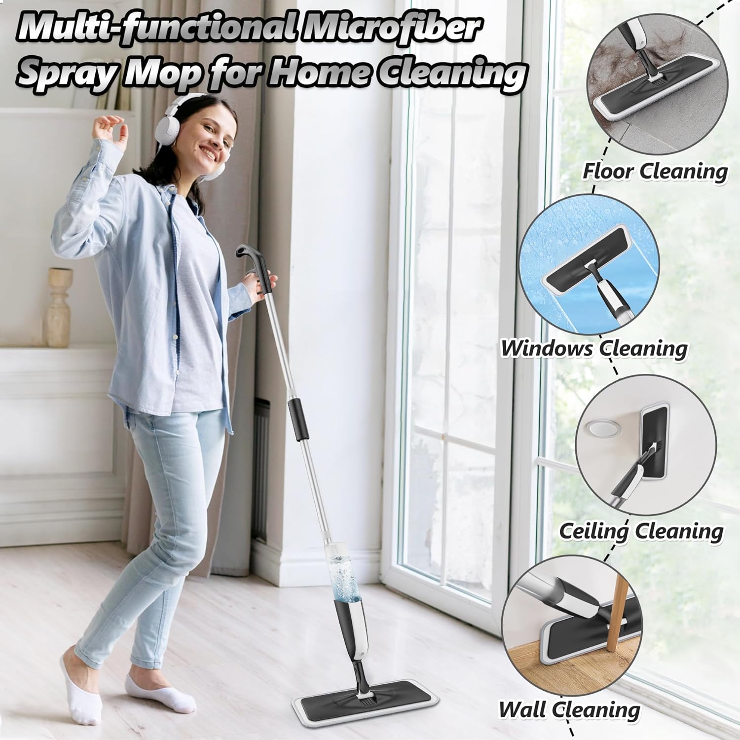 Thumbnail 6 de MANGOTIME Spray Mop with 4 Microfibre Pads