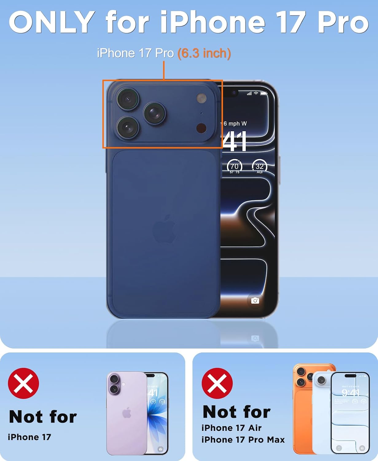 Detalle de Beeasy Cover Impermeabile IP68 per iPhone 17 Pro 6,3" Blu con MagSafe e Protezione 360