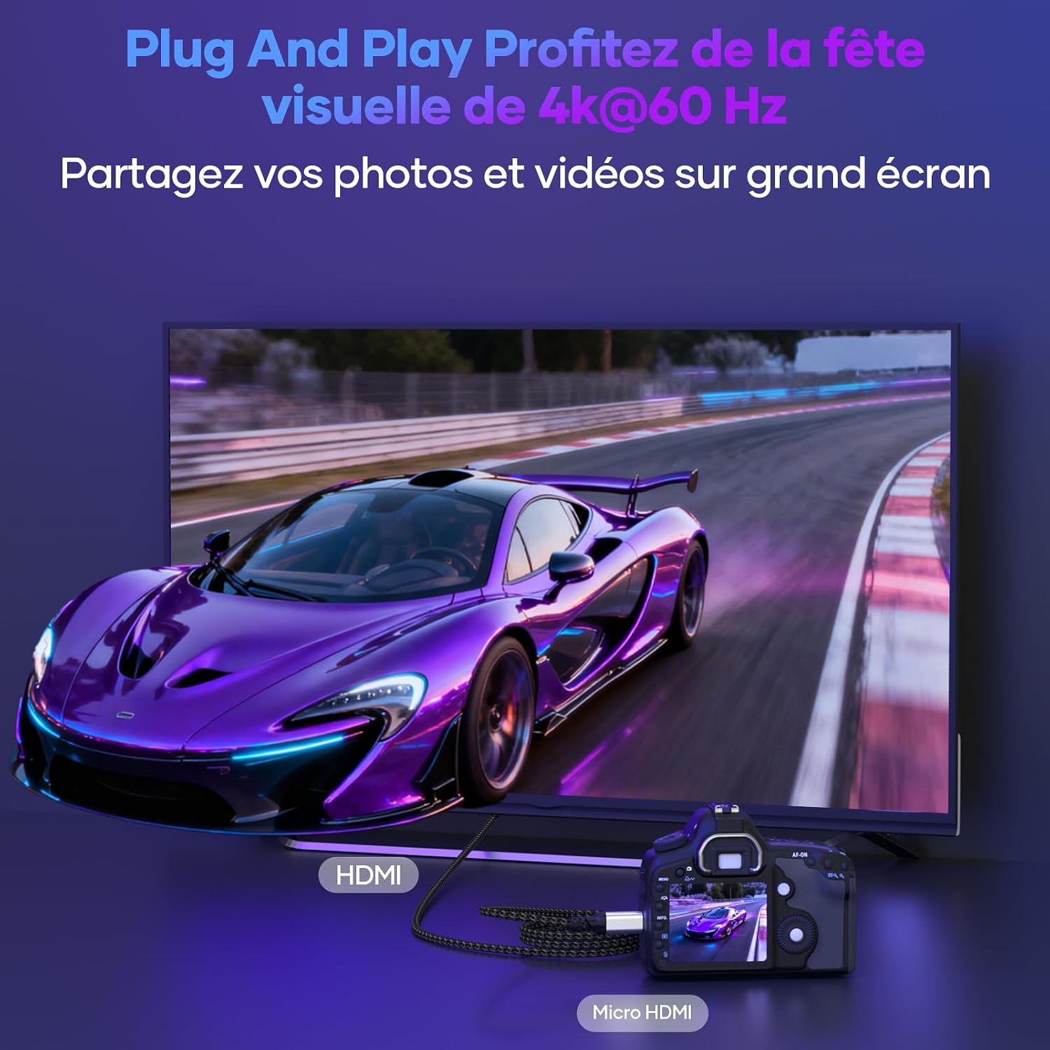 Detalle 2 de woednx Micro HDMI vers HDMI 3 m 4K60