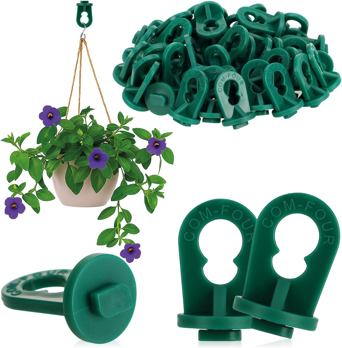 Detalle 2 de COM-FOUR 50 clips de serre verts avec œillets pour rainures 6 à 10 mm