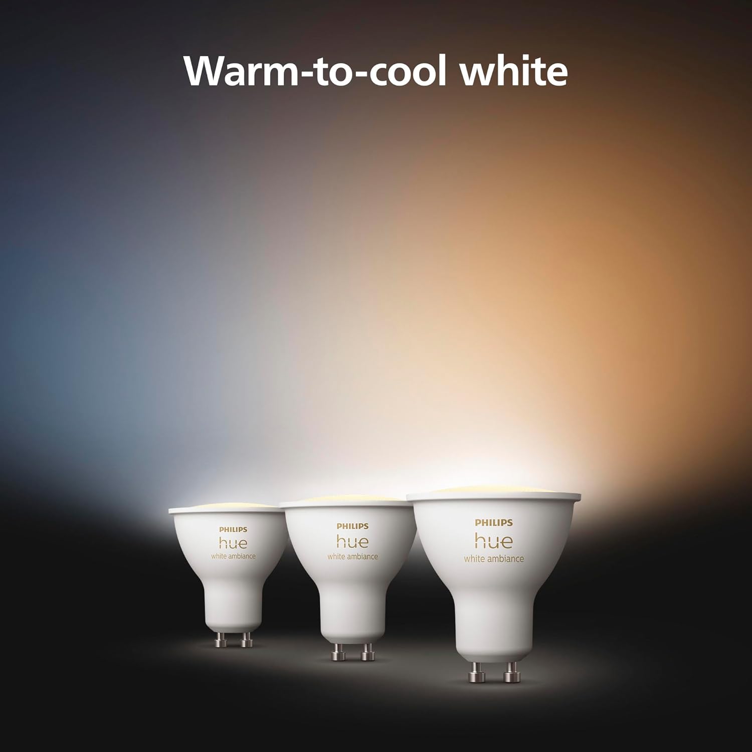 Detalle 2 de Philips Hue GU10 – Smart LED Spotlight (3-Pack) White Ambiance