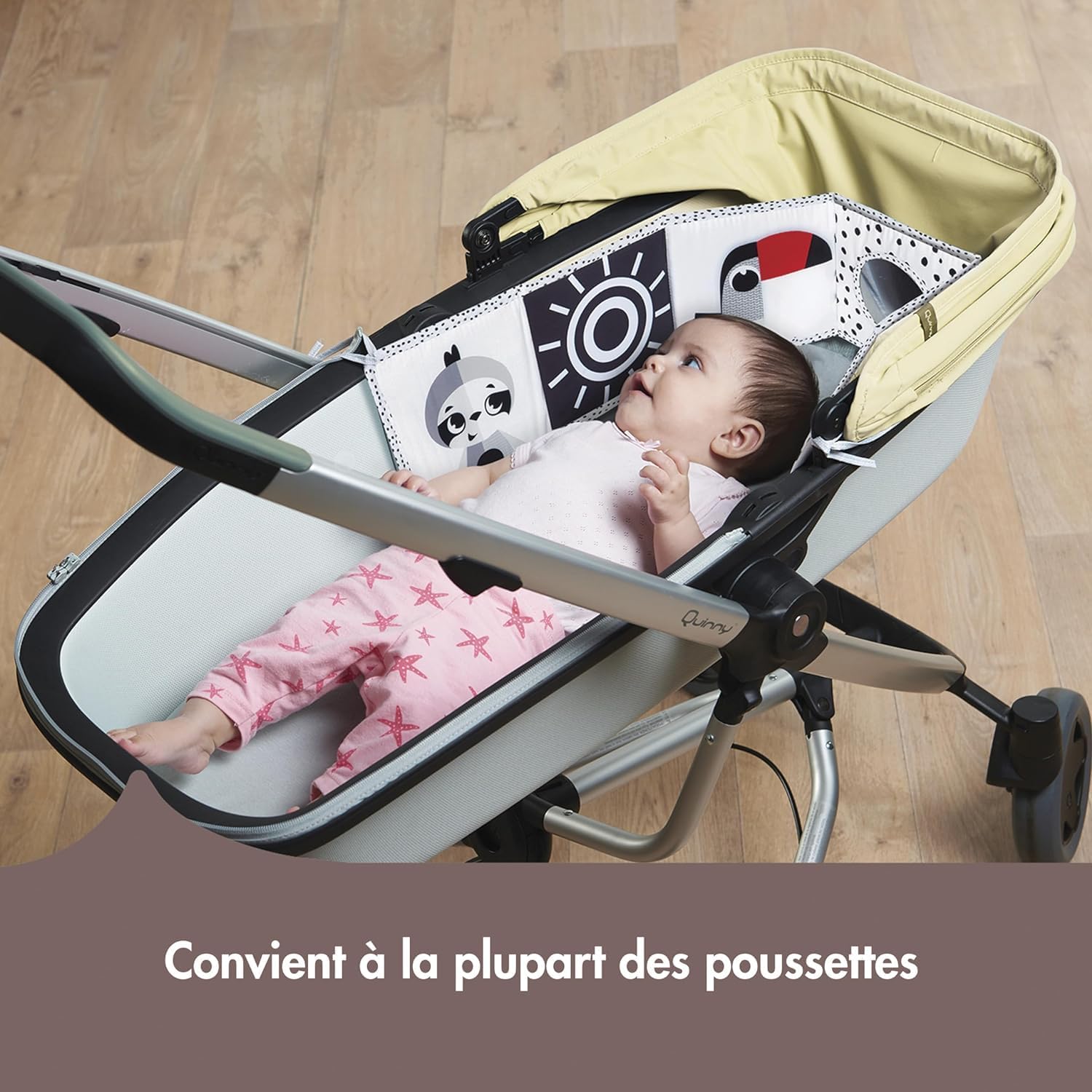 Detalle de Tiny Love Livre Bébé en Tissu Double Face – Livre Sensoriel Noir & Blanc, 7 Activités