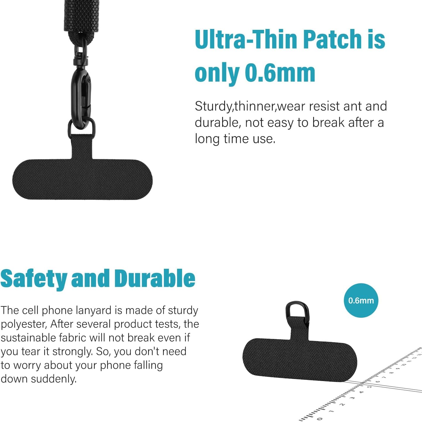 Thumbnail 2 de Qyoocom universal mobile phone chain (pack of 2) with 4 universal pads, adjustable lanyard for smartphones