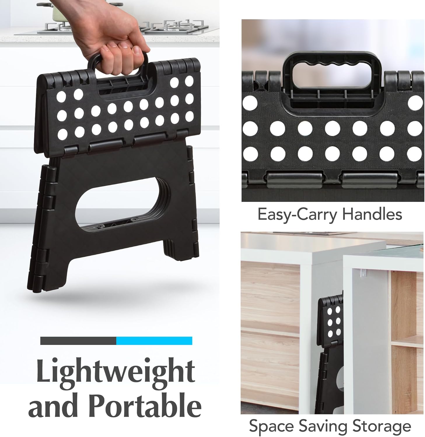 Thumbnail 6 de Handy Laundry Folding Step Stool (Black) - Collapsible 9-Inch Stool for Adults and Kids