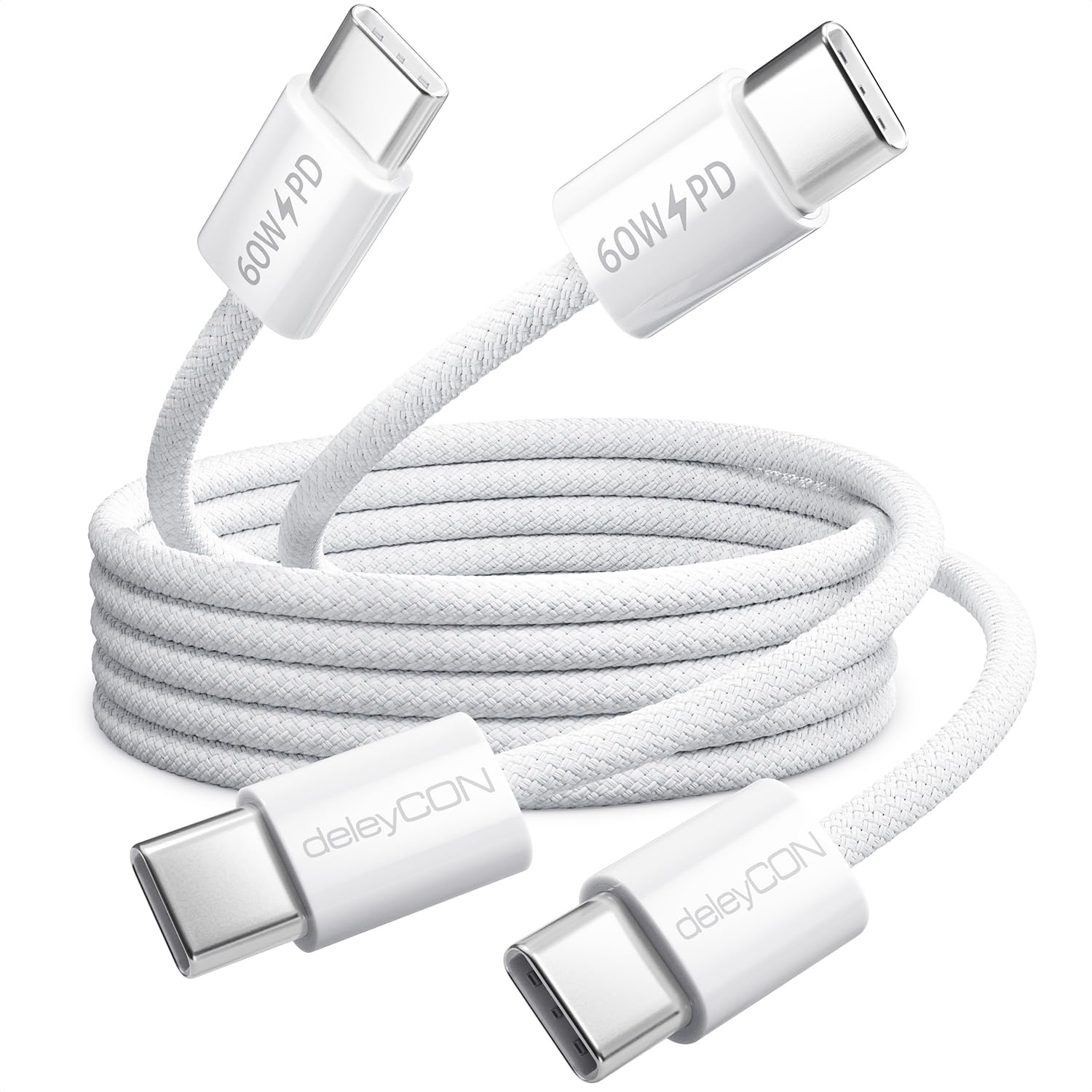 Detalle de deleyCON USB-C Kabel PD 60W 0,5 m – 2er-Pack, USB-C zu USB-C