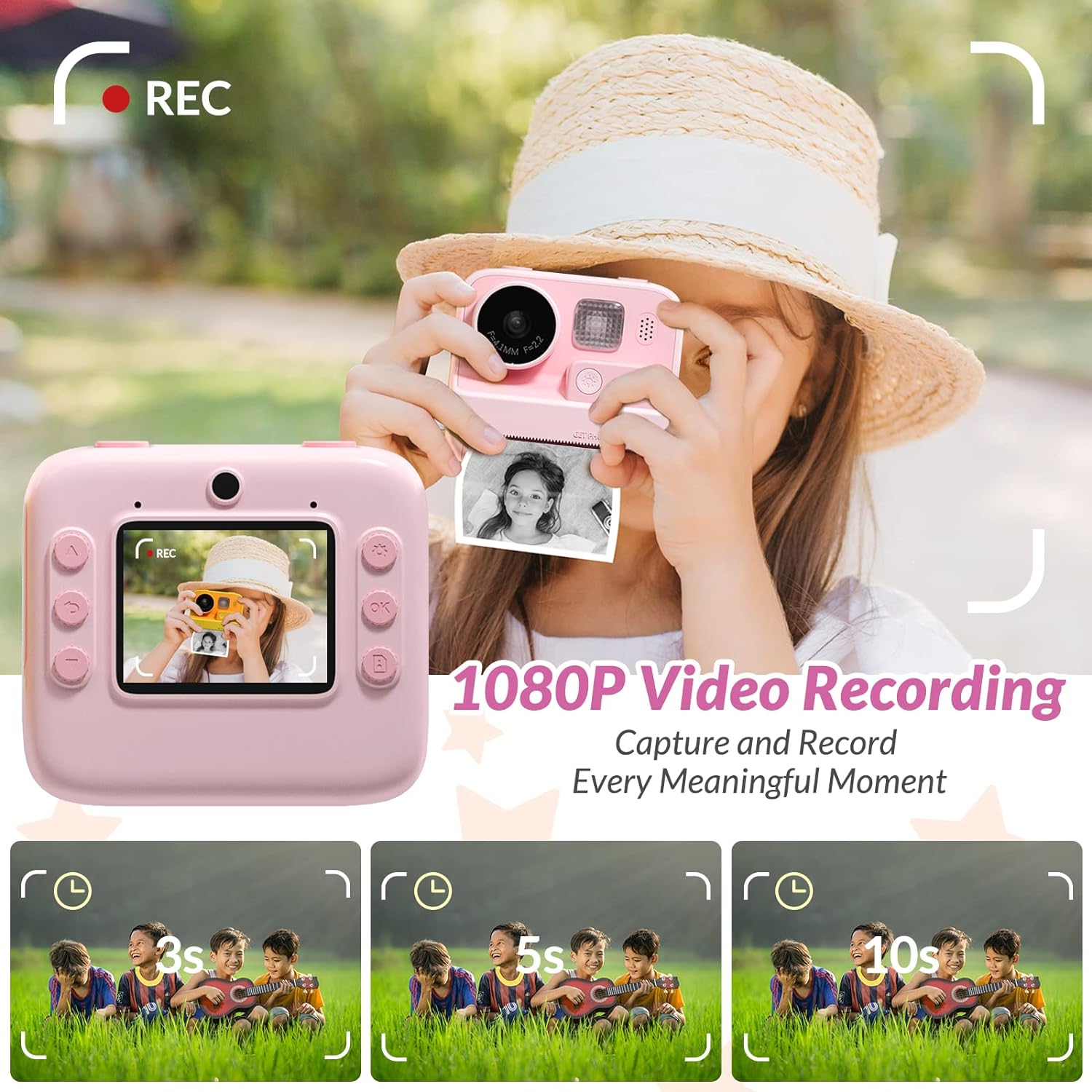 Thumbnail 3 de Mafiti Kids Camera Instant Print: 48MP Digital Camera for 3–12 Year Olds (Pink)