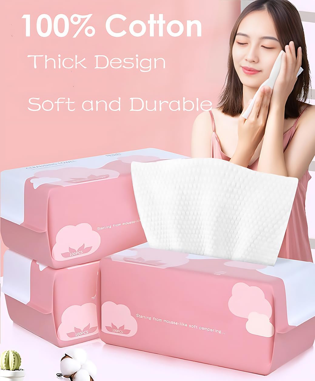 Detalle 2 de Disposable Face Towel 100 Cotton Facial Cloths 🧻