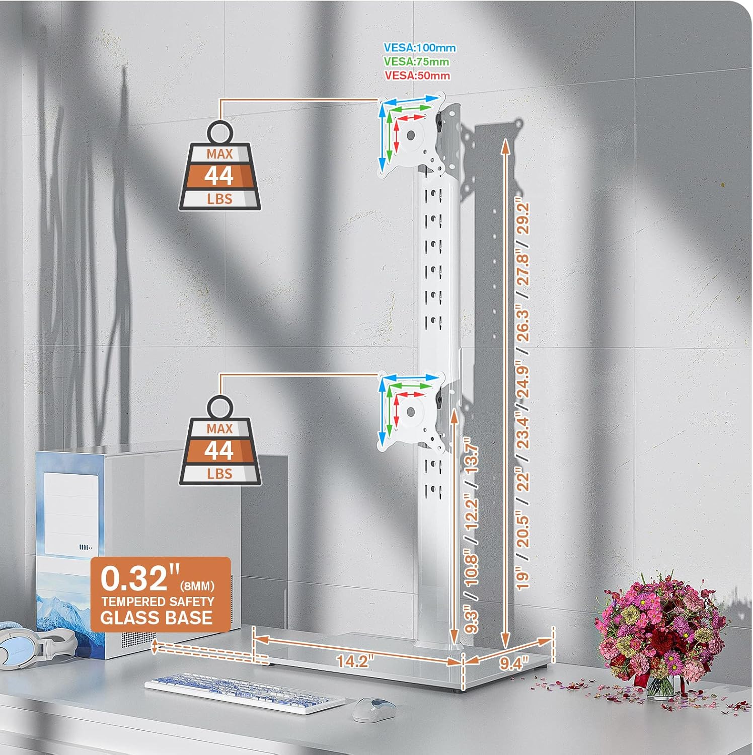 Detalle 2 de Dual Monitor Ständer Vertikal 13–34 Zoll