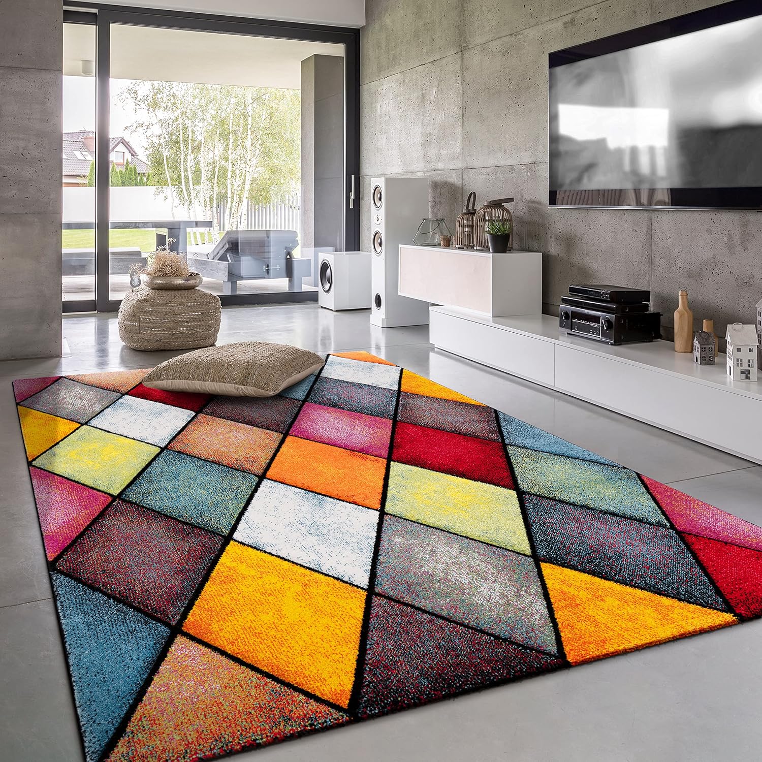 Detalle de Paco Home Tapis 200x290 cm Poils Ras Multicolore 3