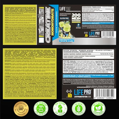 Thumbnail 7 de Life Pro Creatina Monohidratada 200 Mesh Micronizada (500 g) de LIFE PRO NUTRITION