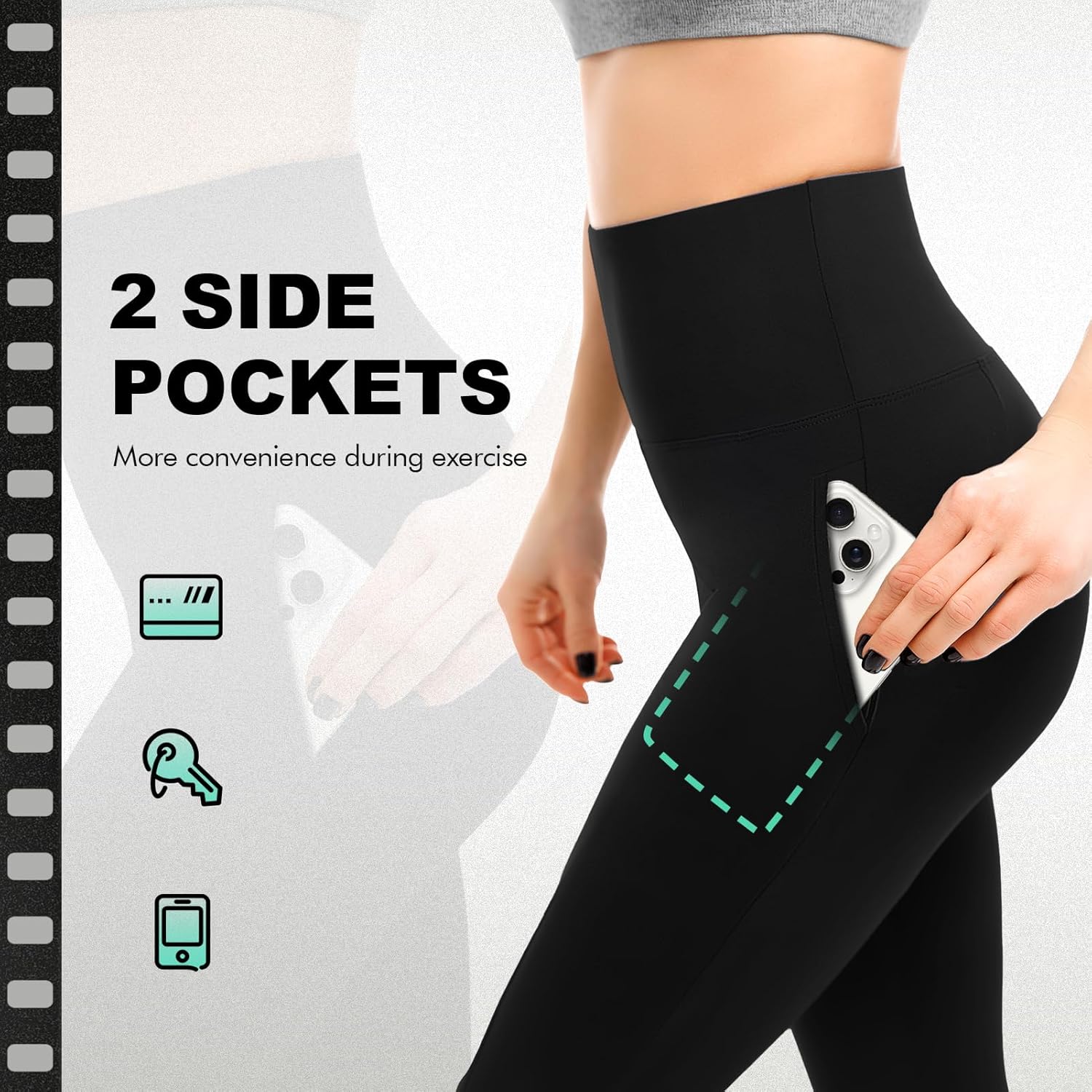 Thumbnail 4 de Sanpetix Women’s 3/4 Leggings with Pockets (2-Pack) – High-Waisted Capri Gym & Yoga Trousers