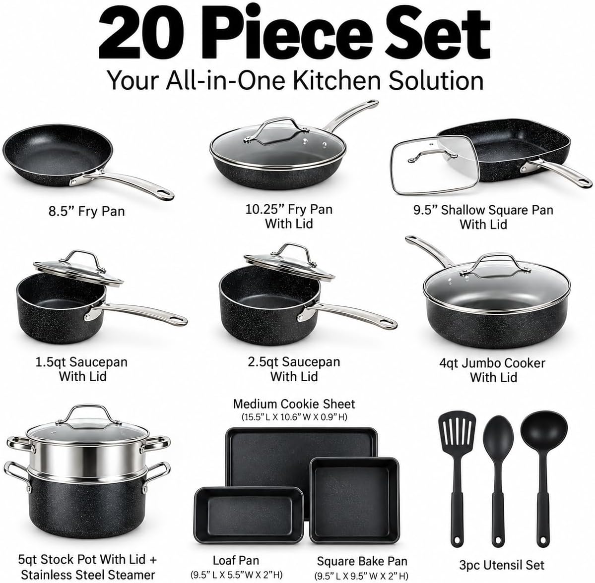 Thumbnail 1 de GRANITESTONE Cookware Set, 20-Piece